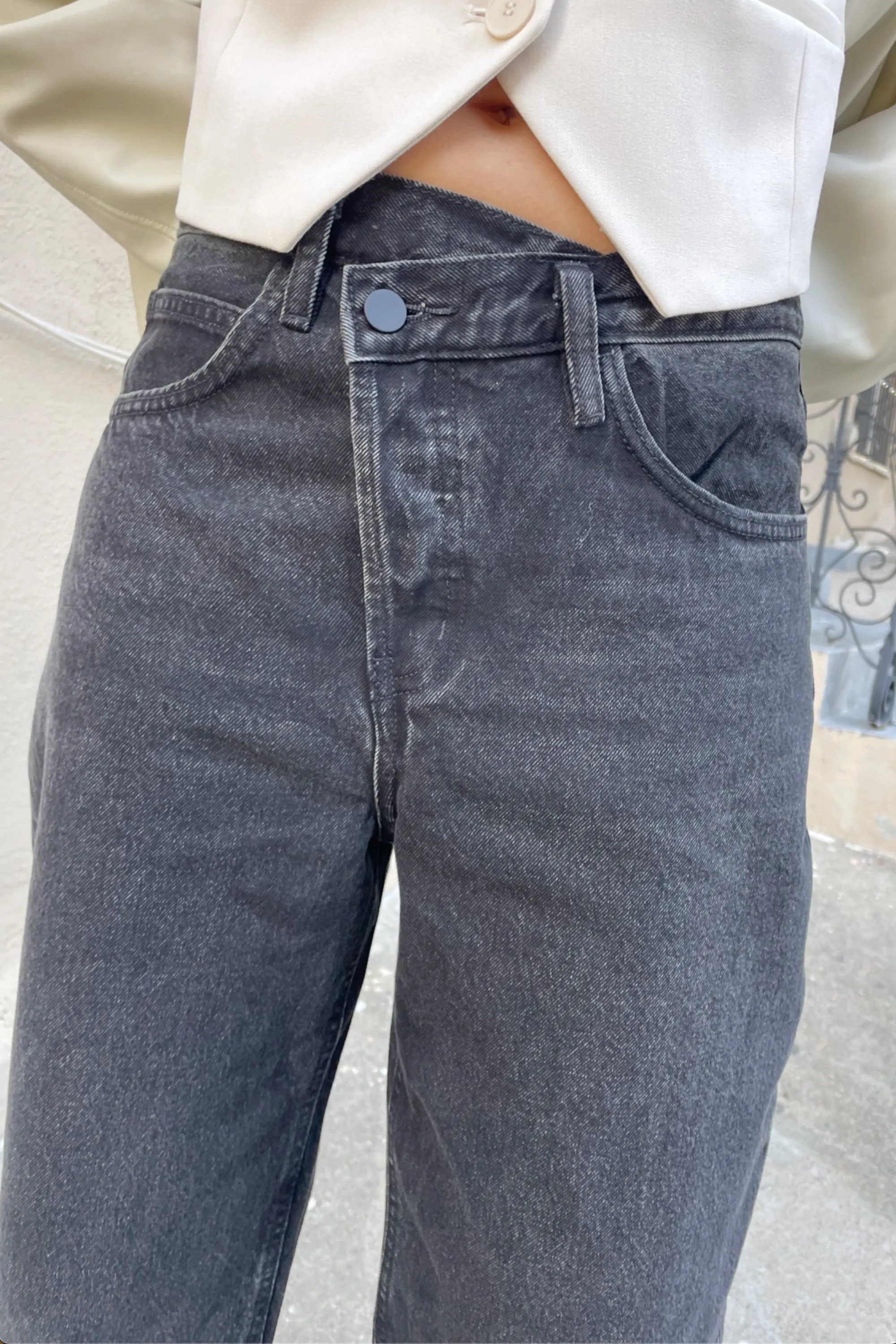 BLACK CROSSFRONT STRAIGHT LEG JEAN sold by OAK AND FORT product image thumbnail 3
