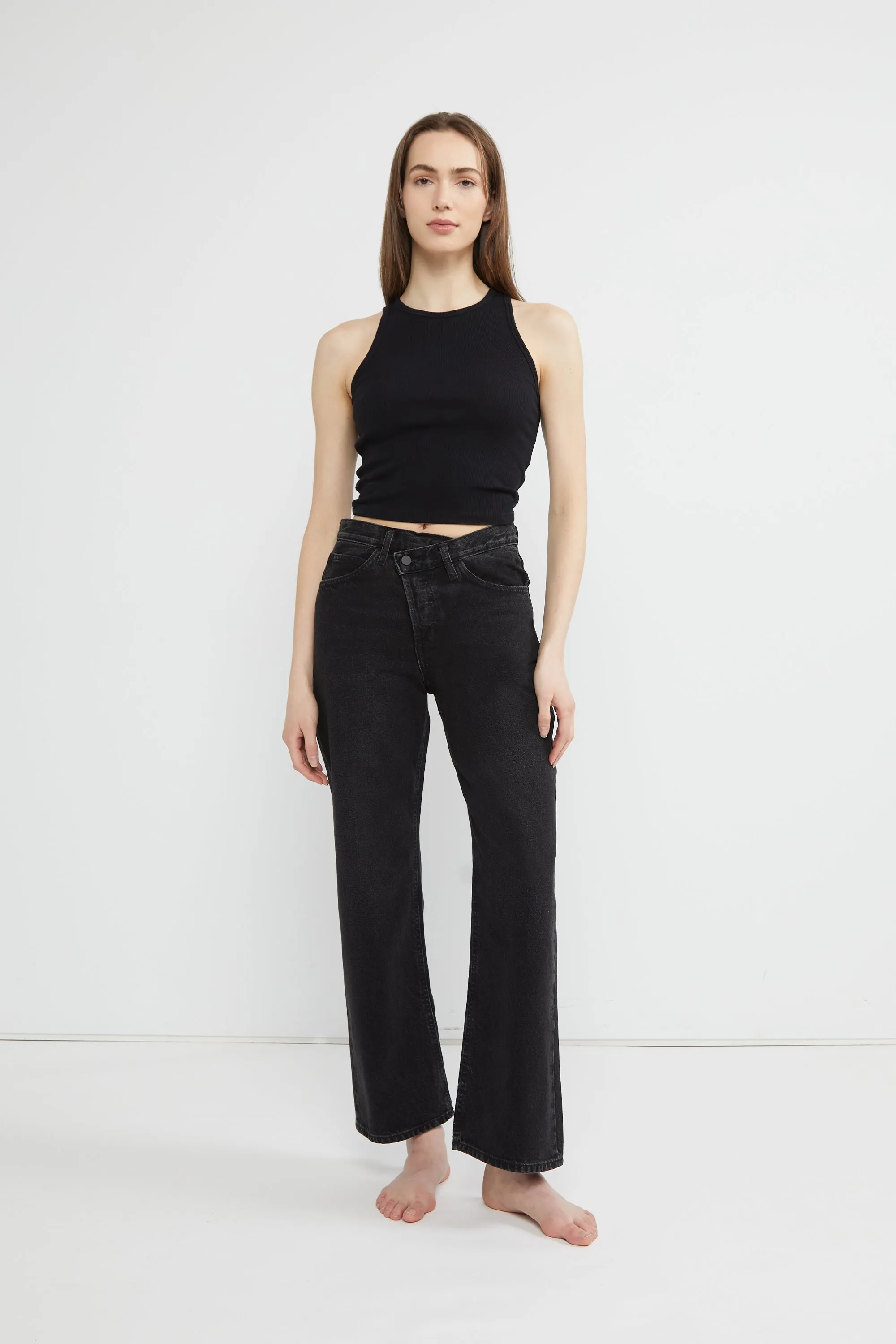 BLACK CROSSFRONT STRAIGHT LEG JEAN sold by OAK AND FORT product image thumbnail 5