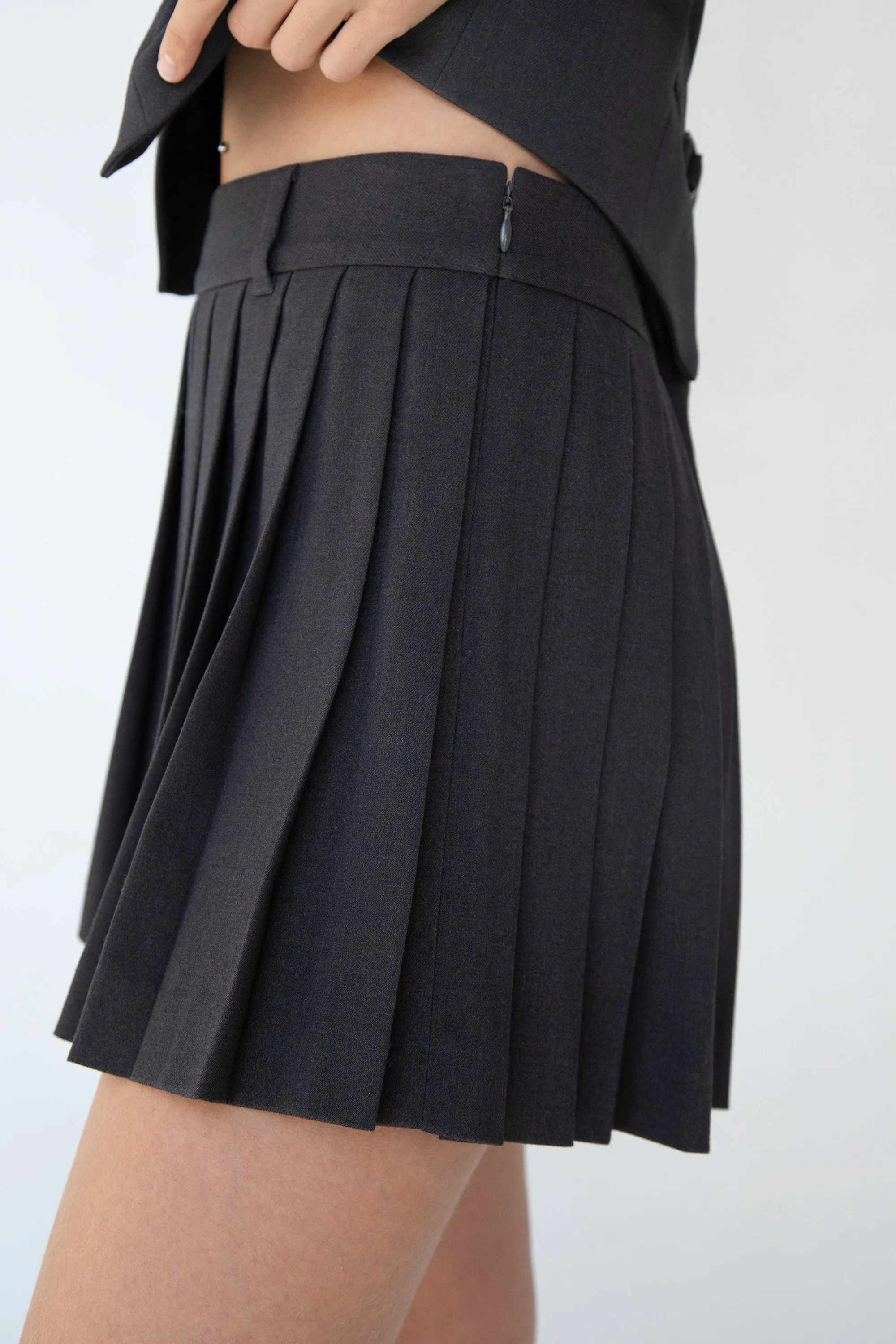 PLEATED SUITING MINI SKIRT sold by OAK AND FORT product image thumbnail 4