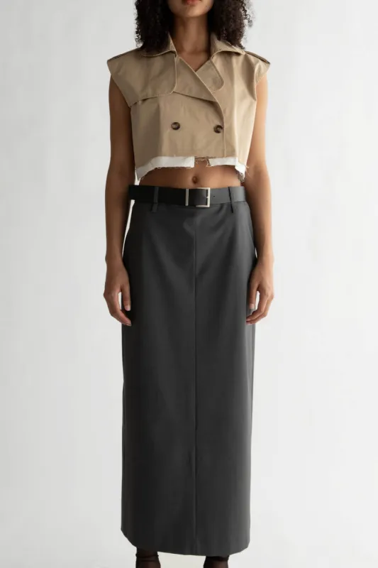 CROPPED TRENCH VEST sold by OAK AND FORT