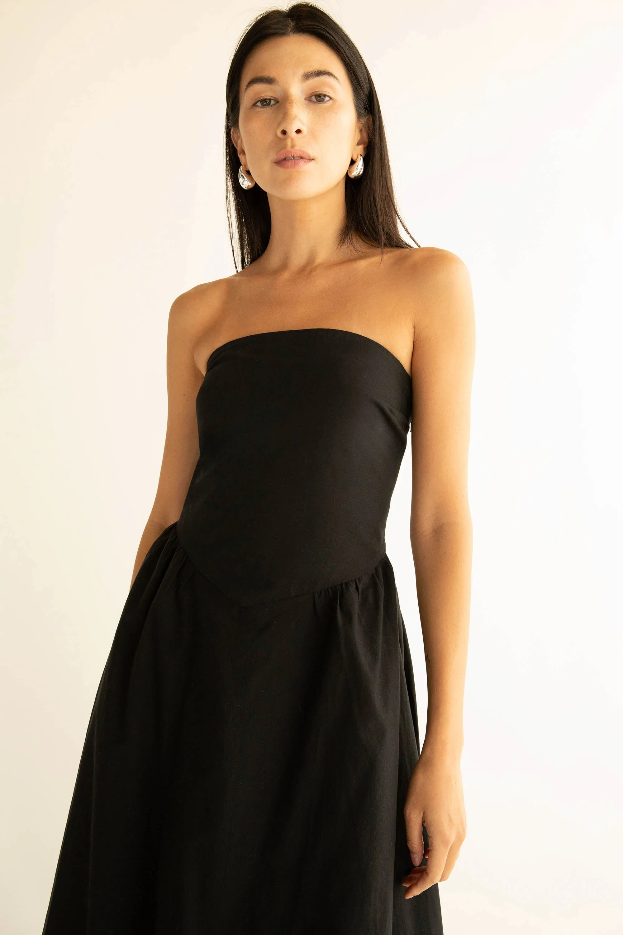 STRAPLESS BUBBLE HEM DRESS sold by OAK AND FORT product image thumbnail 4