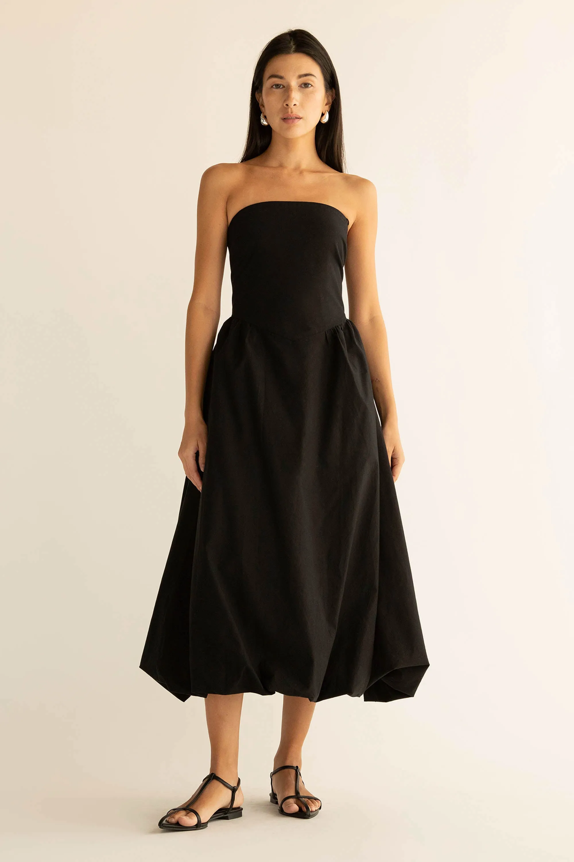 STRAPLESS BUBBLE HEM DRESS sold by OAK AND FORT product image thumbnail 3