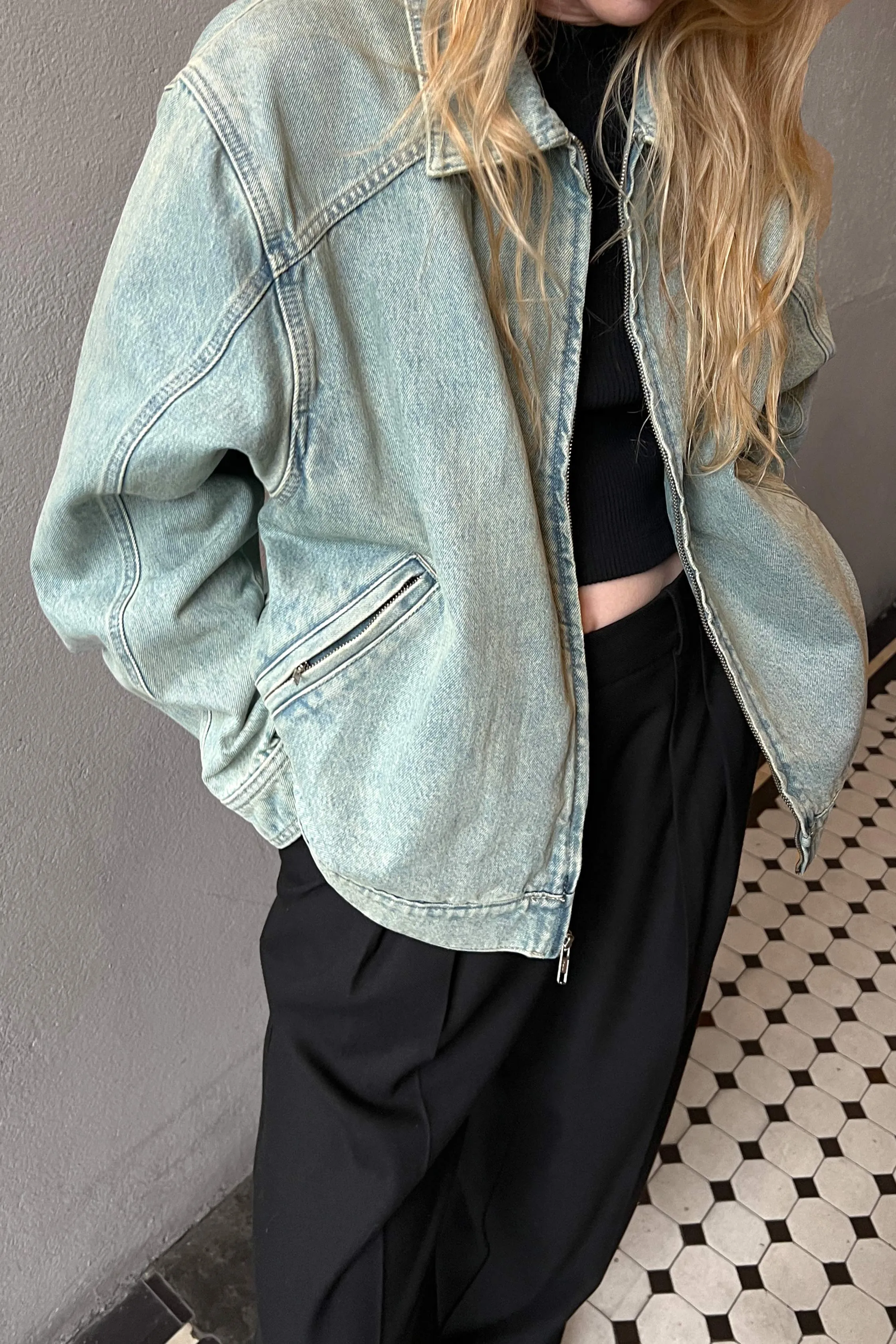 DENIM BOMBER JACKET sold by OAK AND FORT product image thumbnail 5