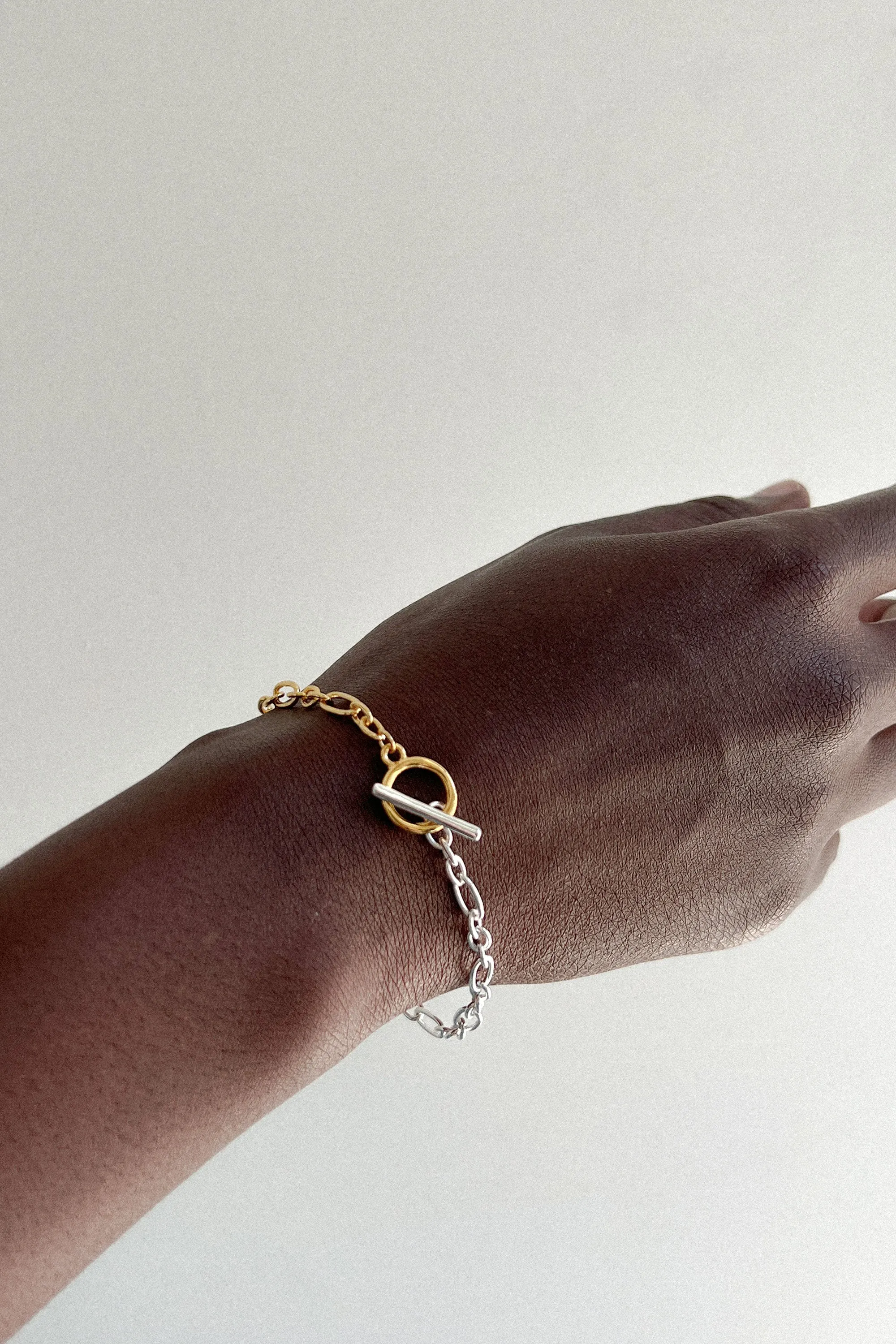 TWO-TONE FIGARO CHAIN BRACELET sold by OAK AND FORT product image thumbnail 3