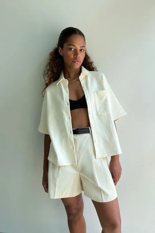OVERSIZED TERRY BUTTON UP SHIRT sold by OAK AND FORT