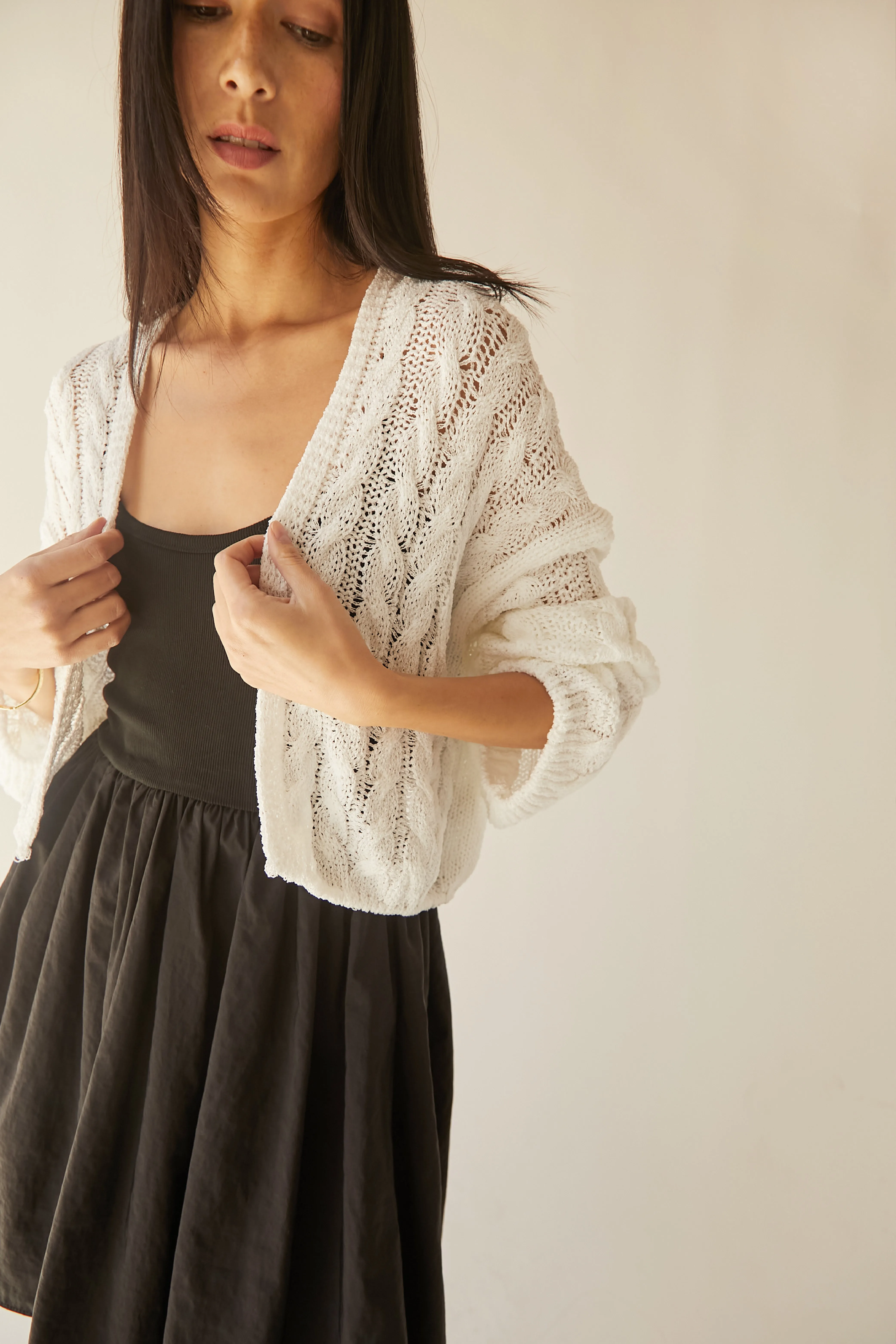 CROPPED CABLE KNIT CARDIGAN sold by OAK AND FORT product image thumbnail 2