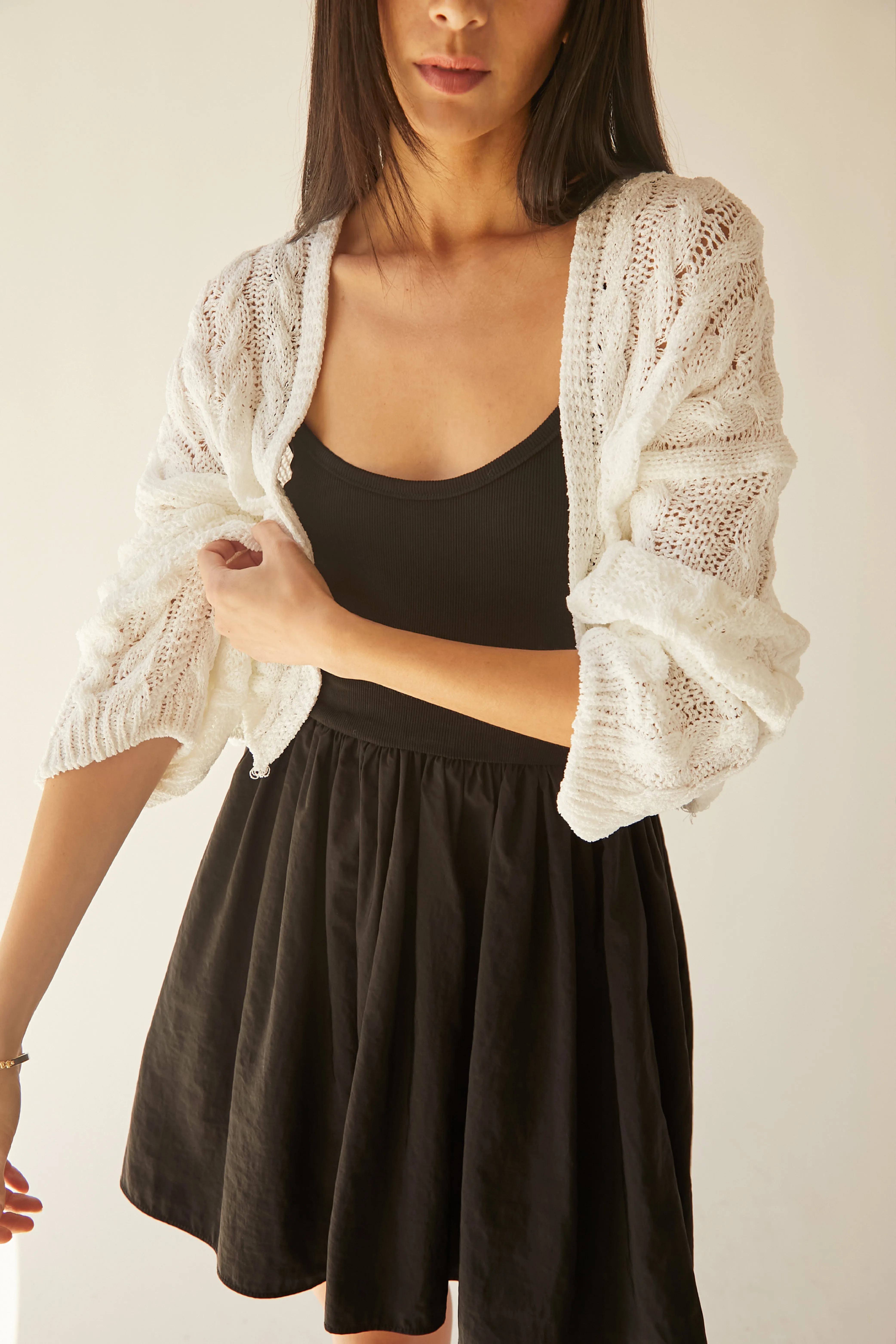 CROPPED CABLE KNIT CARDIGAN sold by OAK AND FORT product image thumbnail 3