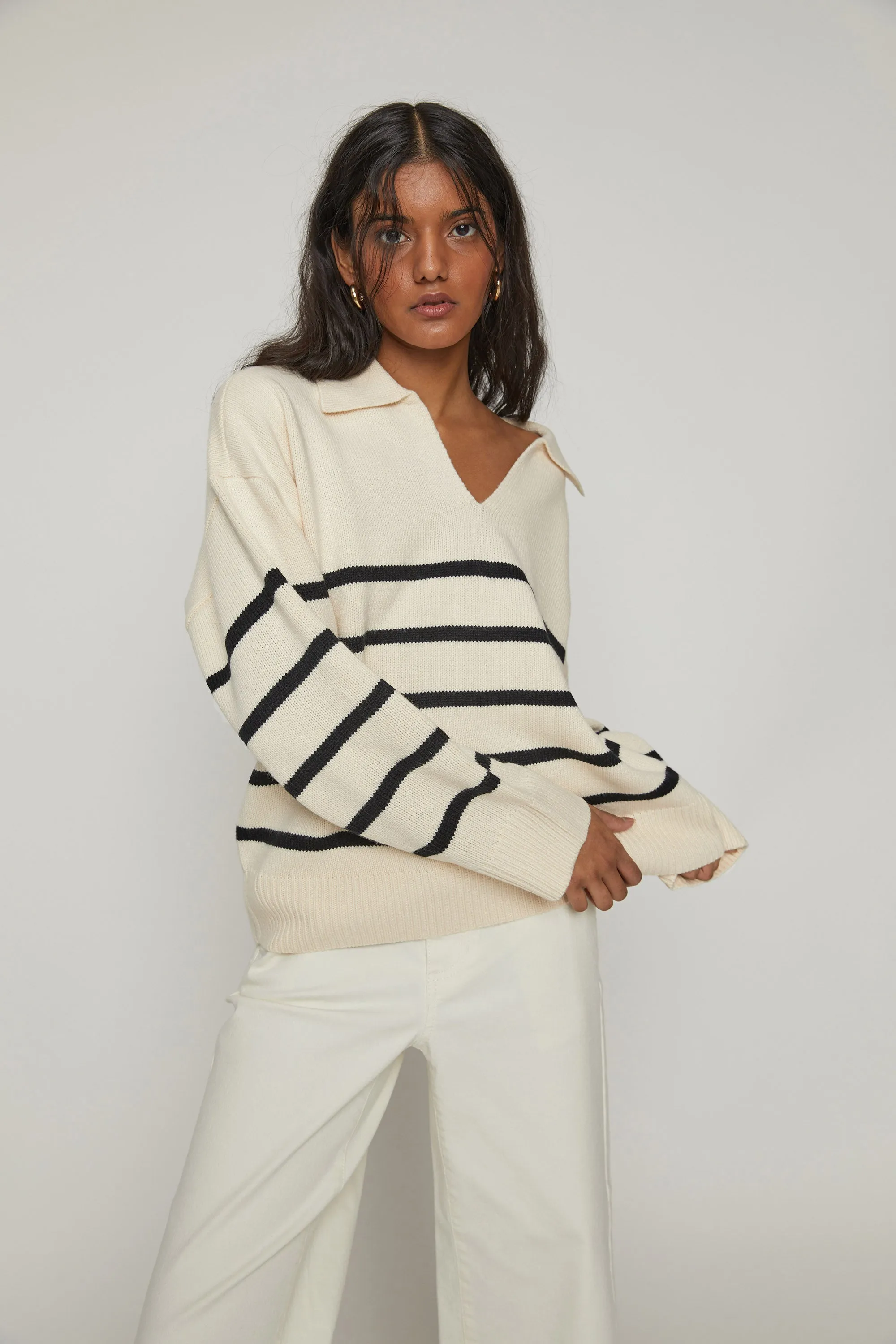 STRIPED COLLARED SWEATER sold by OAK AND FORT product image thumbnail 2