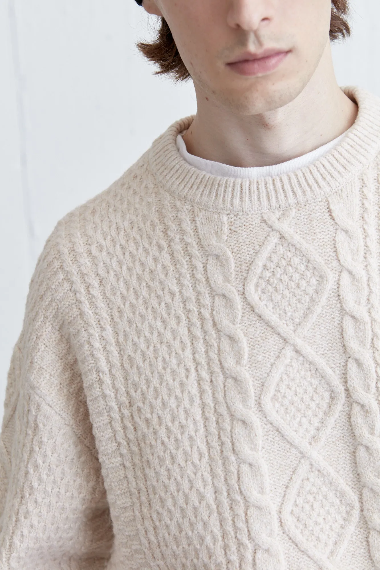 CABLE KNIT CREWNECK SWEATER sold by OAK AND FORT product image thumbnail 2