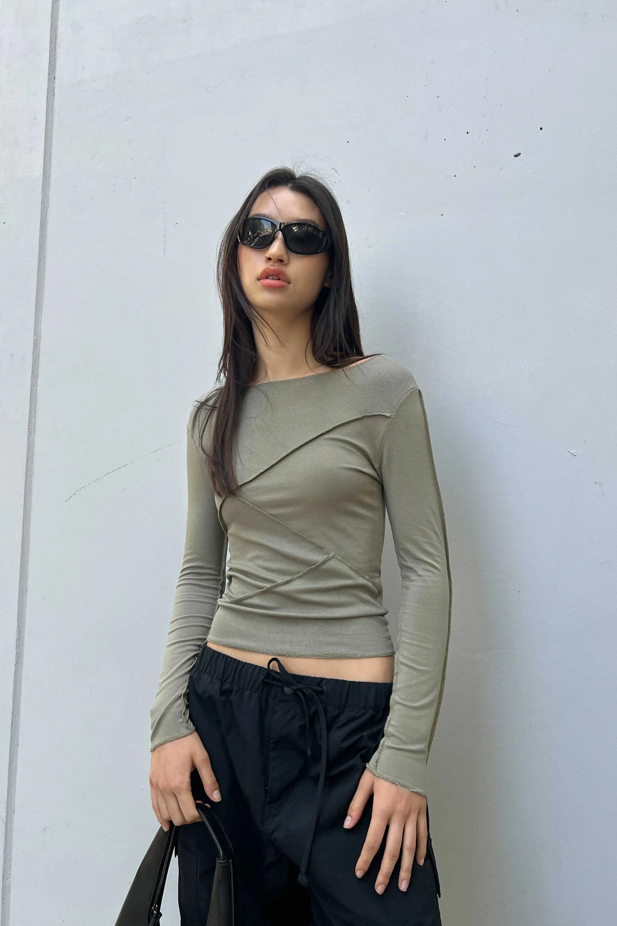 LONG SLEEVE TOP WITH ABSTRACT STITCHING sold by OAK AND FORT product image thumbnail 5