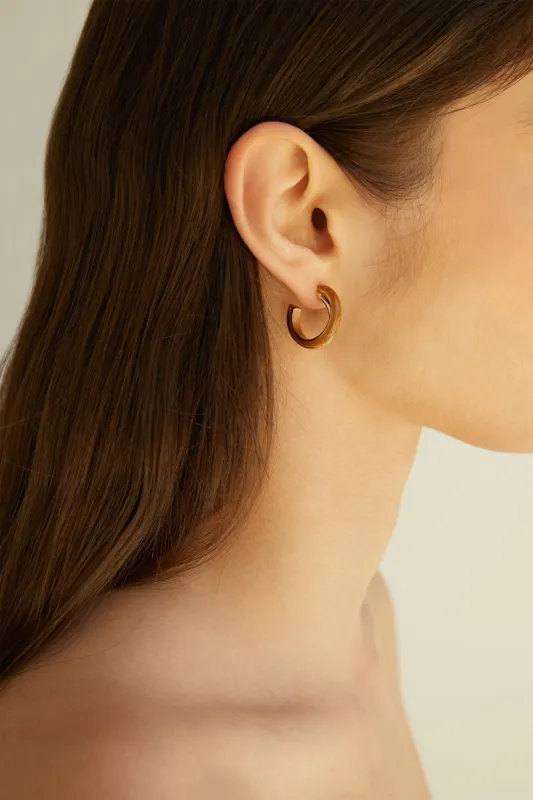 DOUBLE LAYERED HOOP STONE EARRING sold by OAK AND FORT
