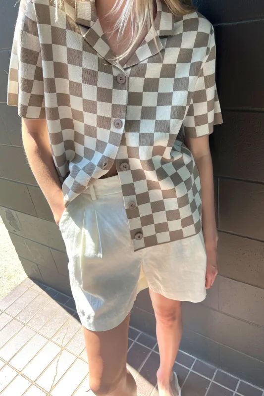 CHECKERED KNIT TOP made by OAK AND FORT