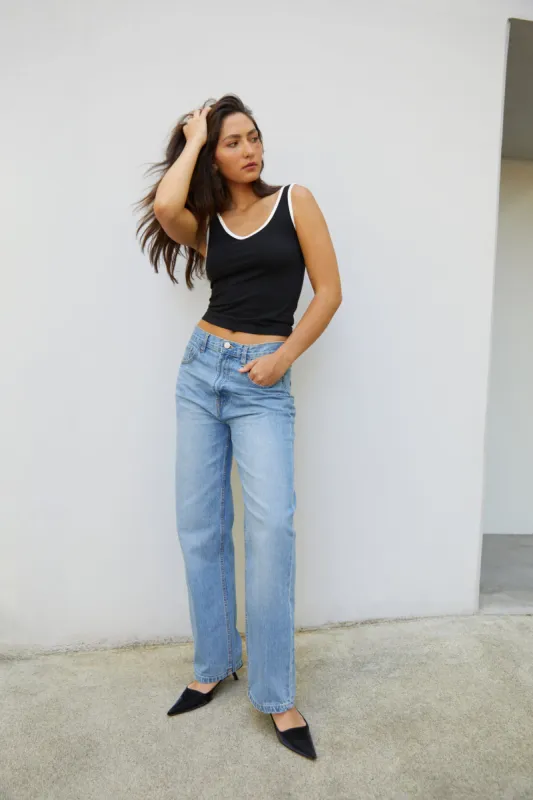 CONTRAST SCOOP NECK TANK sold by OAK AND FORT
