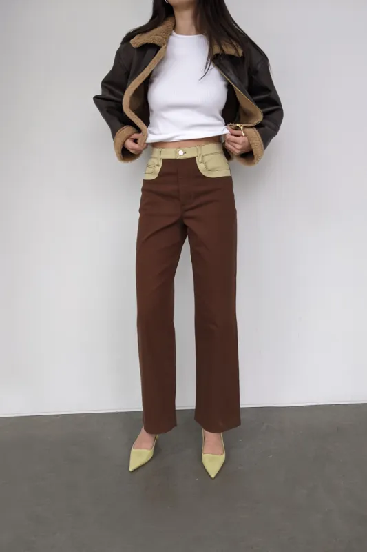 COLOUR BLOCK TWILL PANT sold by OAK AND FORT
