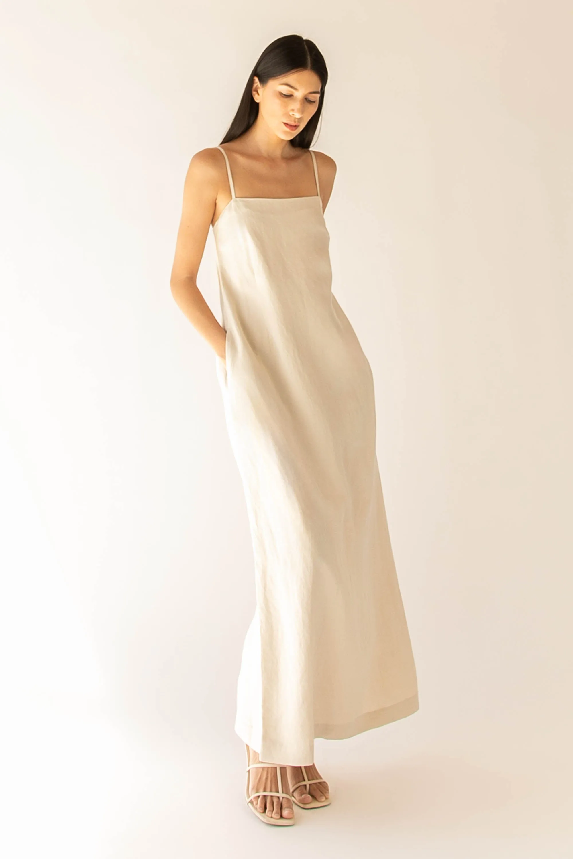 LINEN BLEND MAXI DRESS sold by OAK AND FORT