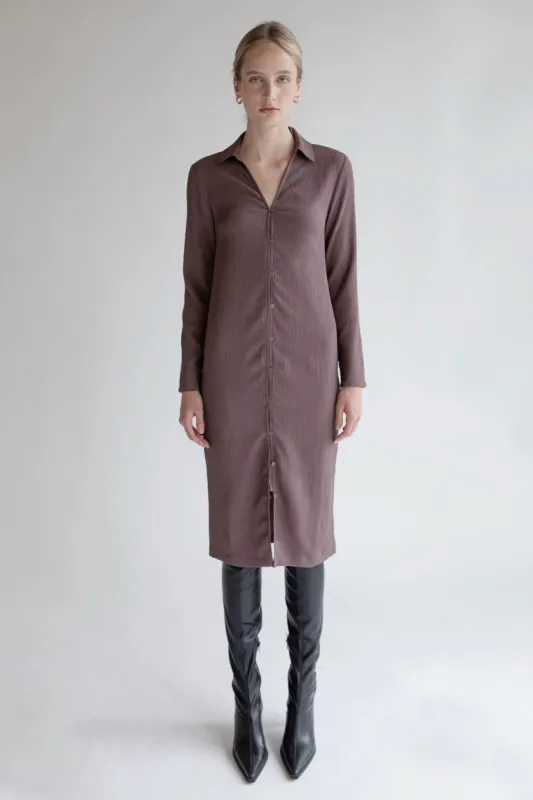 CRINKLED SHIRT DRESS sold by OAK AND FORT