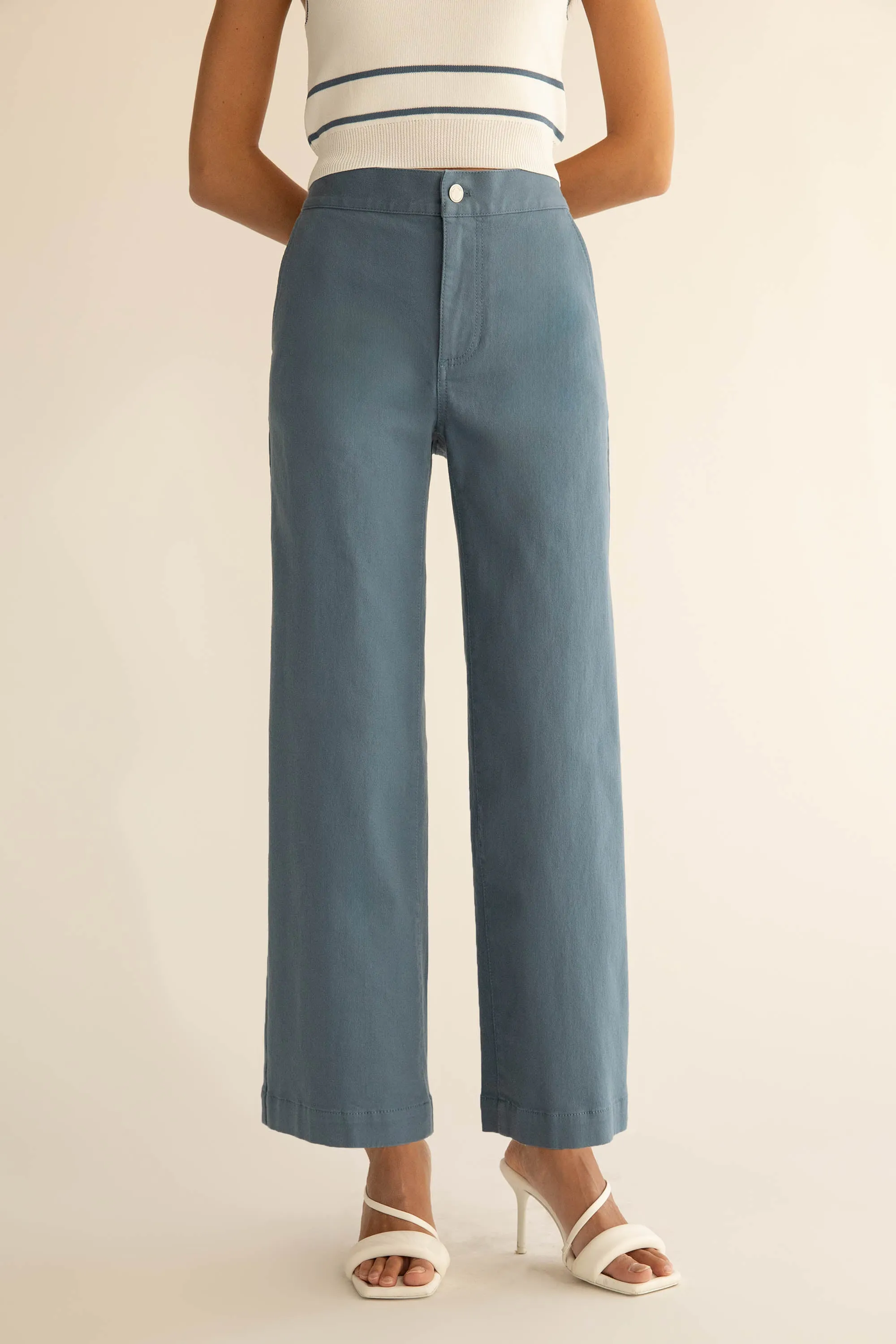 LONG LENGTH TWILL WIDE LEG PANT sold by OAK AND FORT product image thumbnail 3