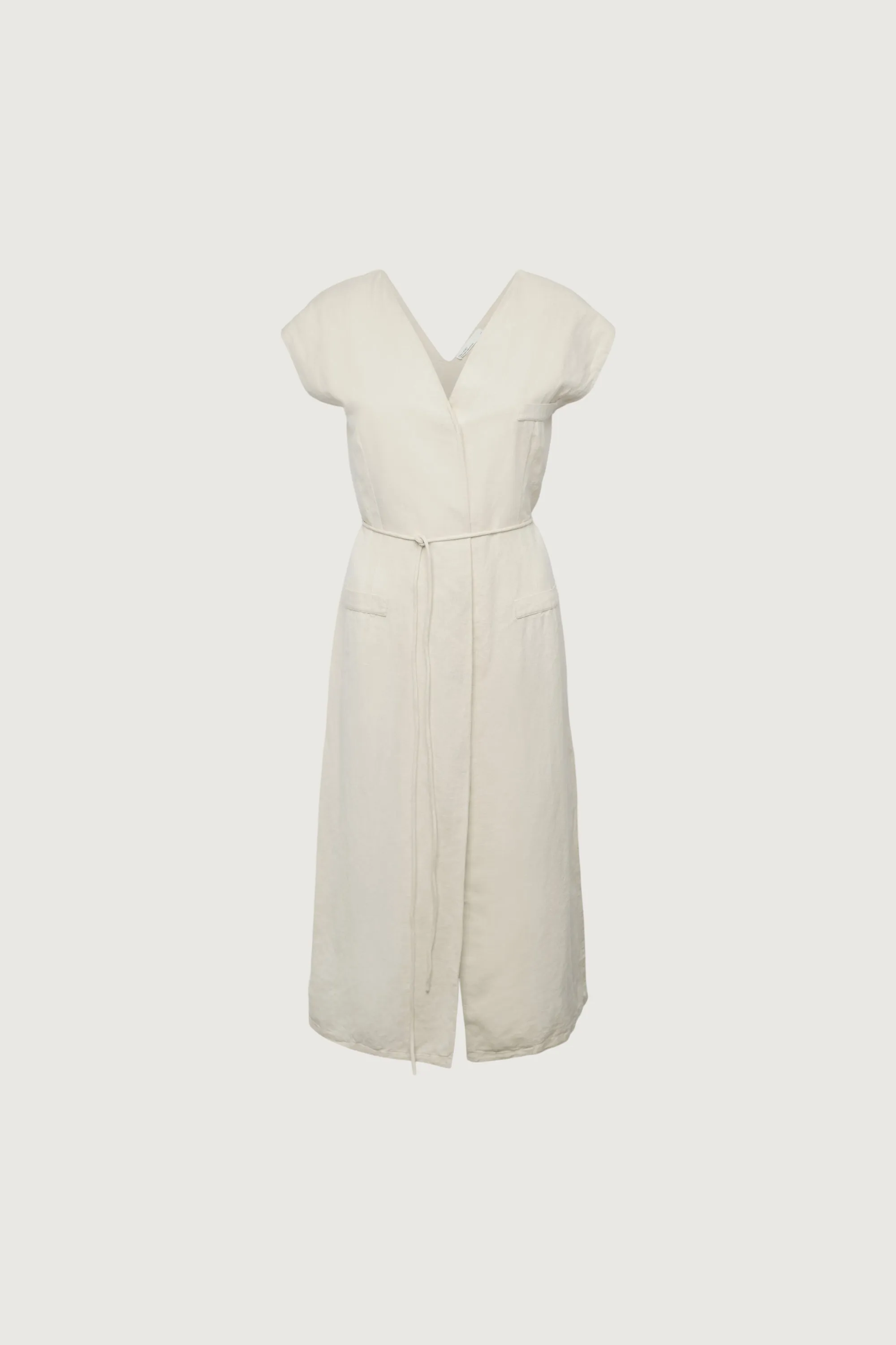 LINEN BLEND BUTTON UP MIDI DRESS sold by OAK AND FORT product image thumbnail 5