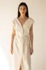 LINEN BLEND BUTTON UP MIDI DRESS sold by OAK AND FORT