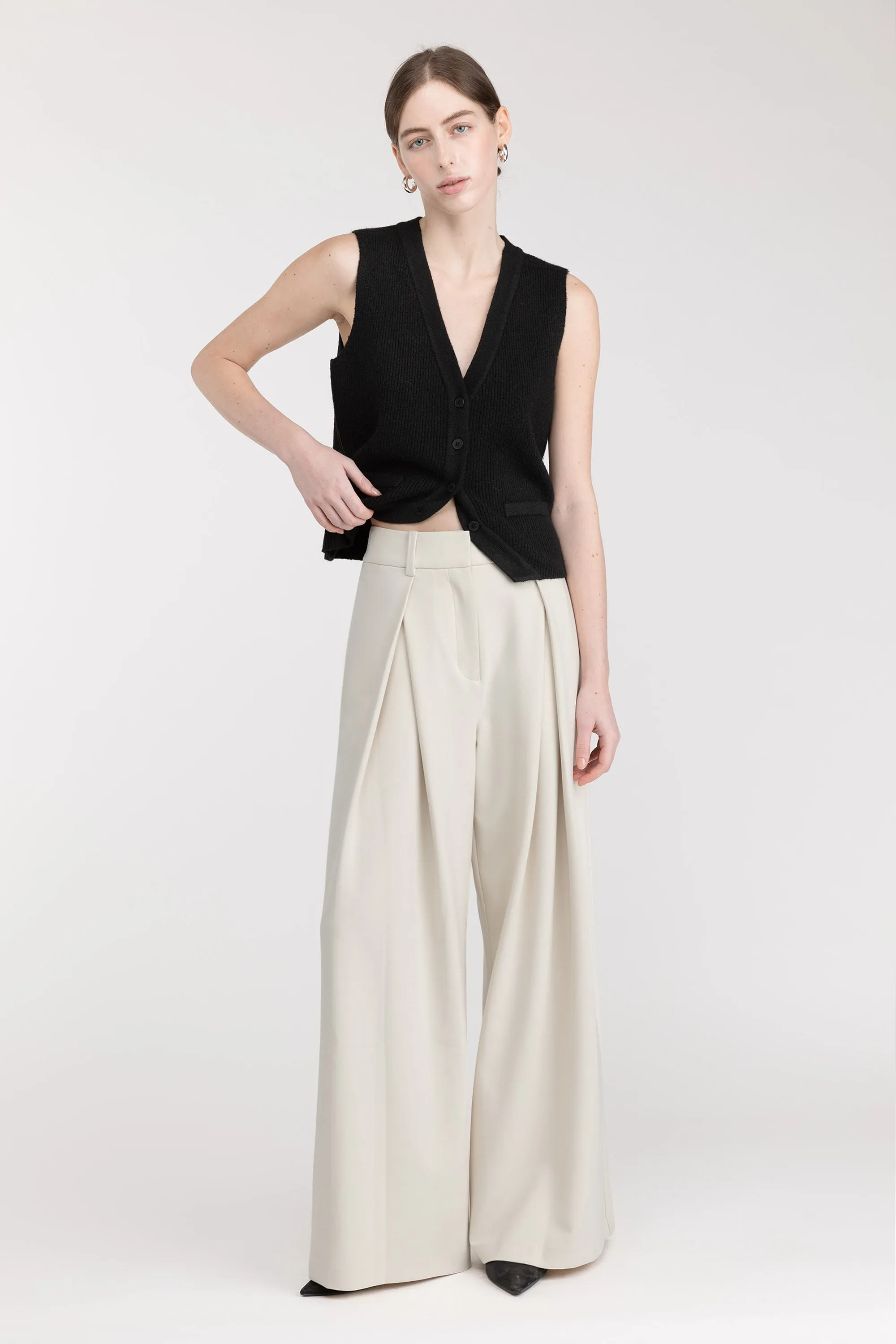 WIDE LEG PANT WITH FRONT PLEAT sold by OAK AND FORT product image thumbnail 3