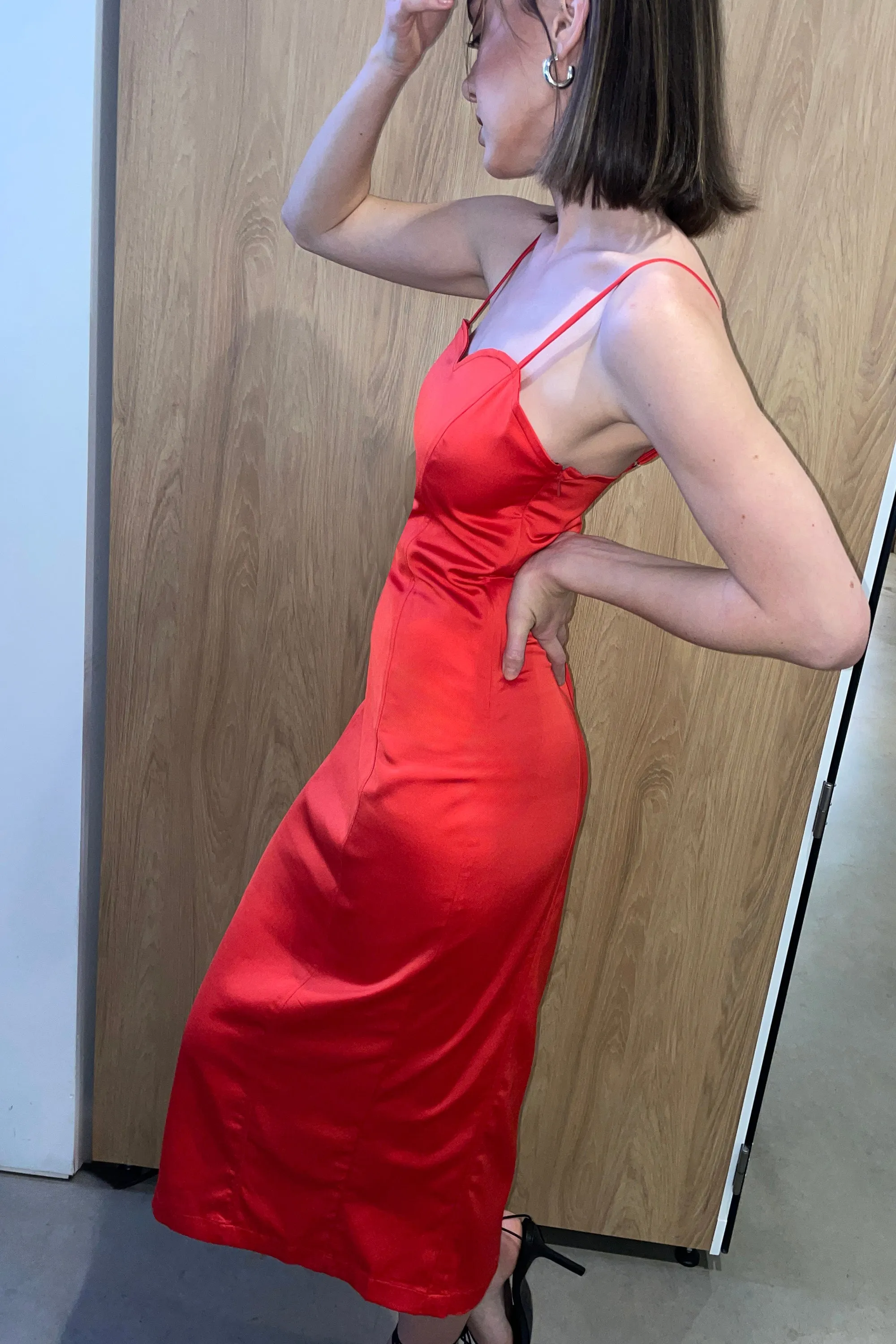 SATIN SWEETHEART MIDI DRESS sold by OAK AND FORT product image thumbnail 5