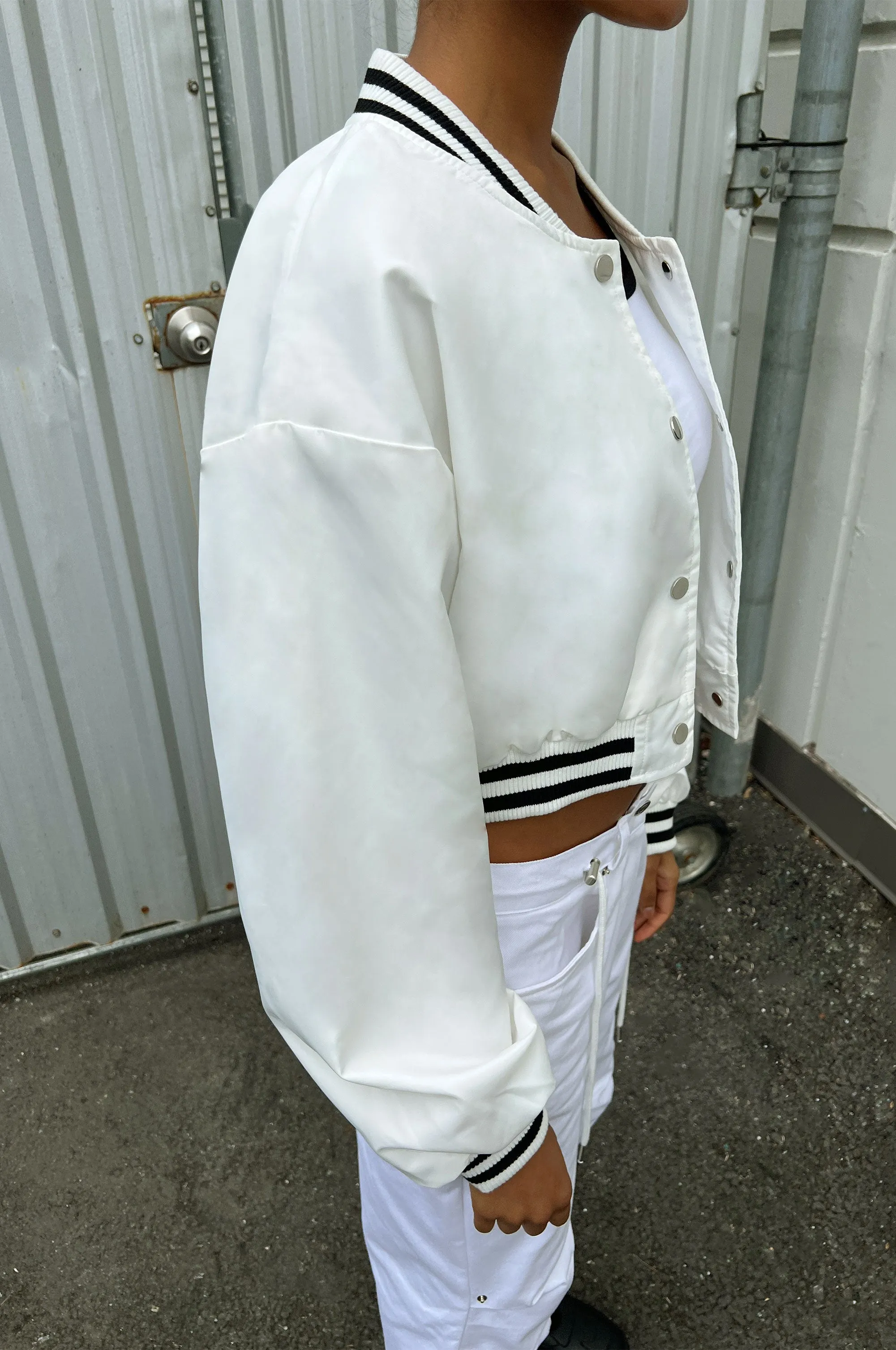 CROPPED VARSITY JACKET sold by OAK AND FORT product image thumbnail 4