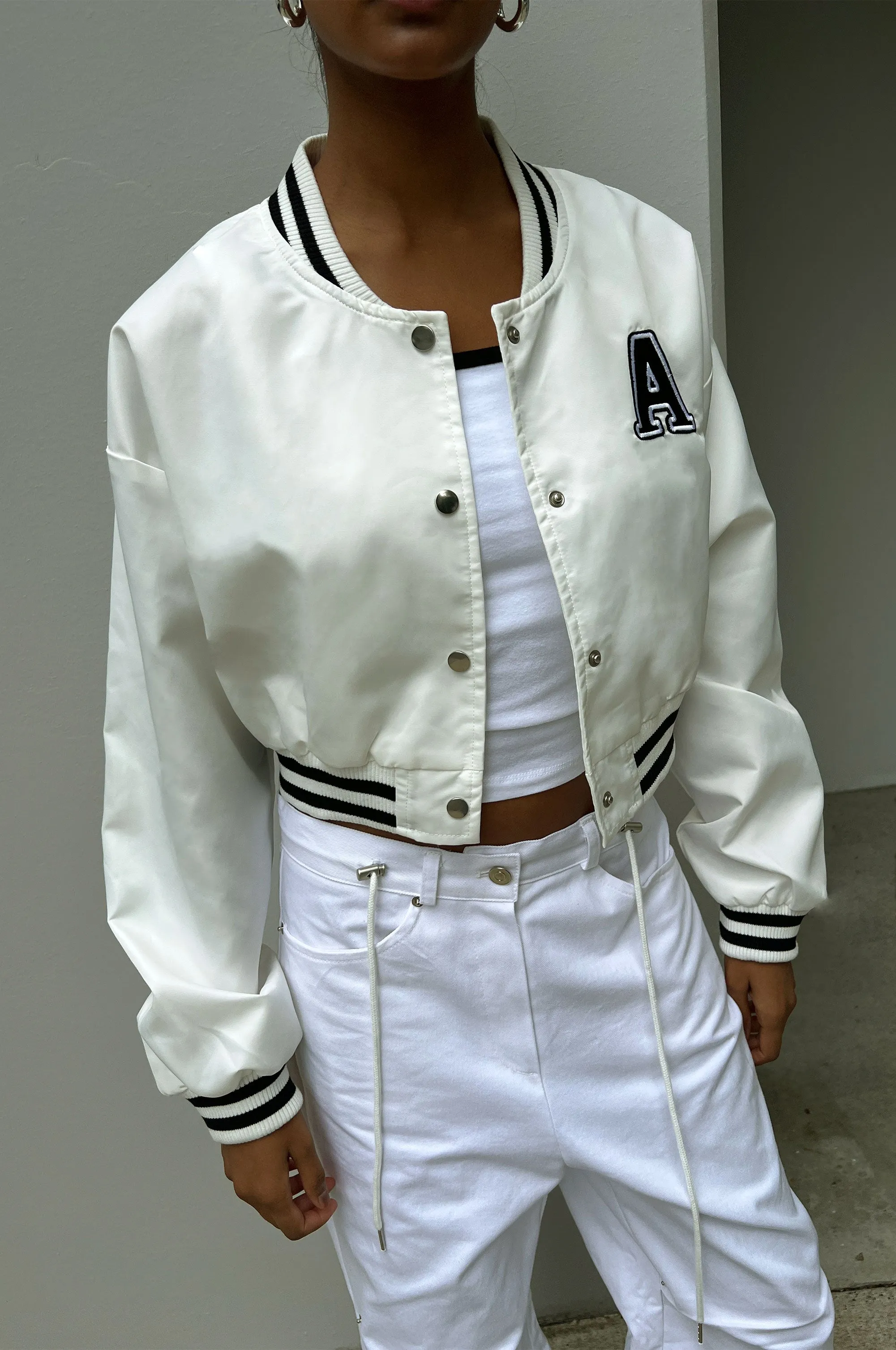 CROPPED VARSITY JACKET sold by OAK AND FORT product image thumbnail 3
