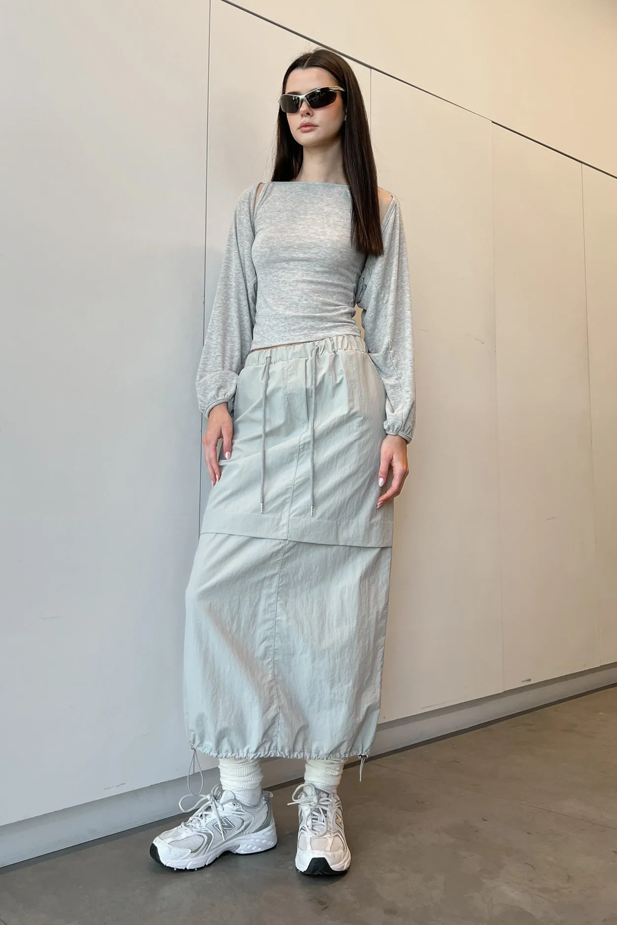NYLON CARGO MIDI SKIRT sold by OAK AND FORT