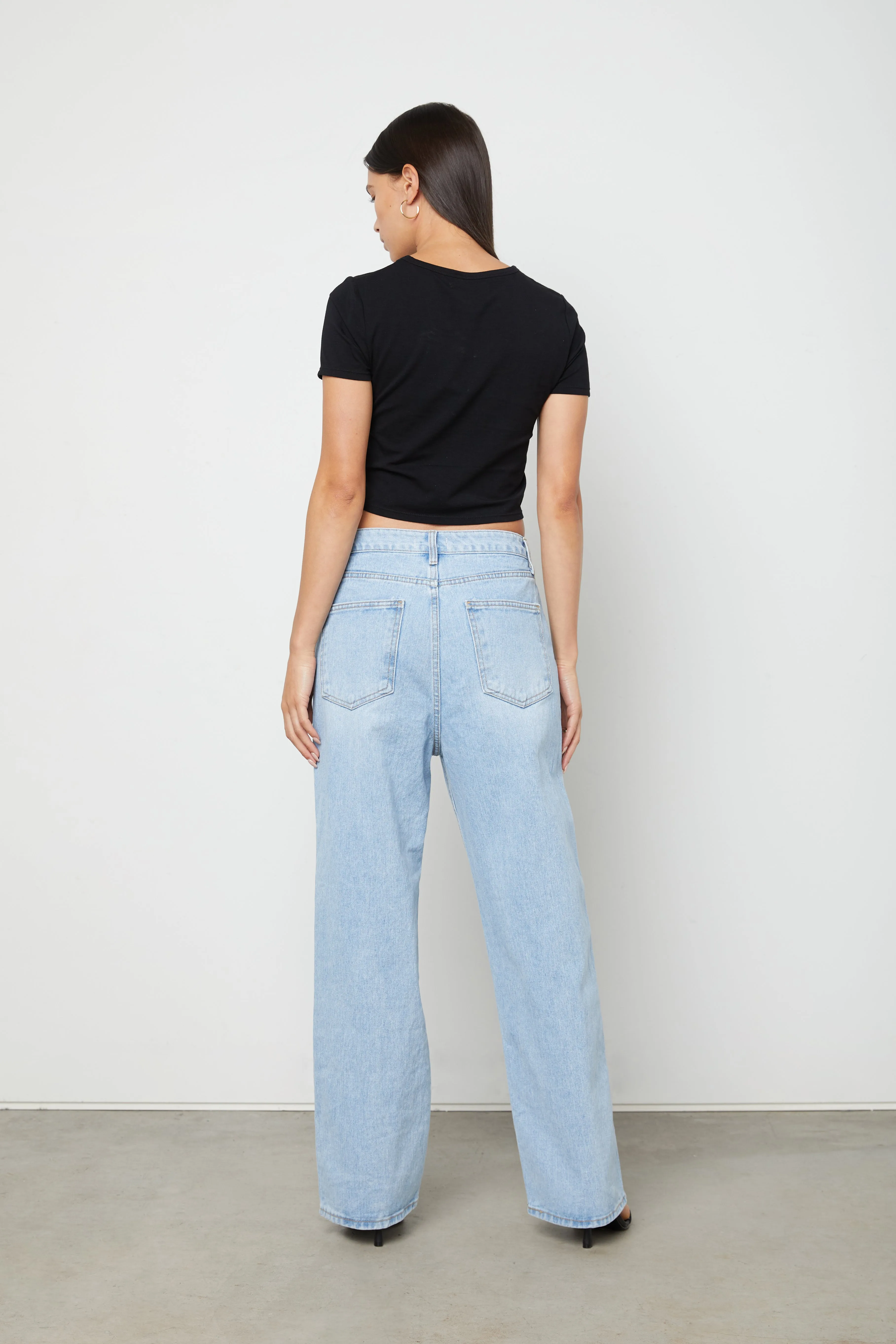 STRAIGHT LEG JEAN WITH CUTOUT sold by OAK AND FORT product image thumbnail 4