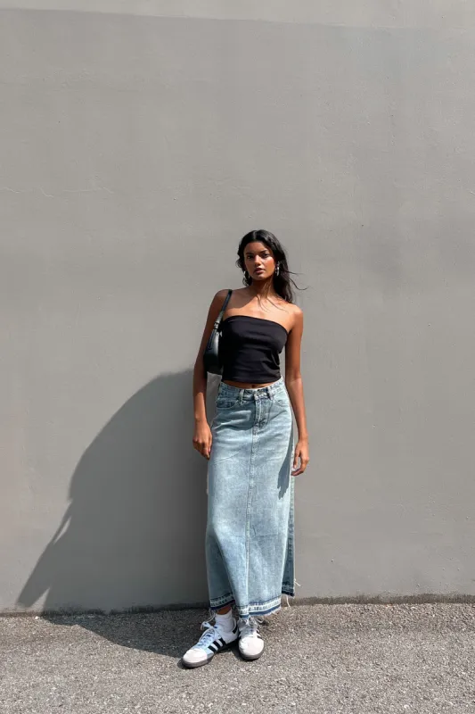 MIDI JEAN SKIRT sold by OAK AND FORT