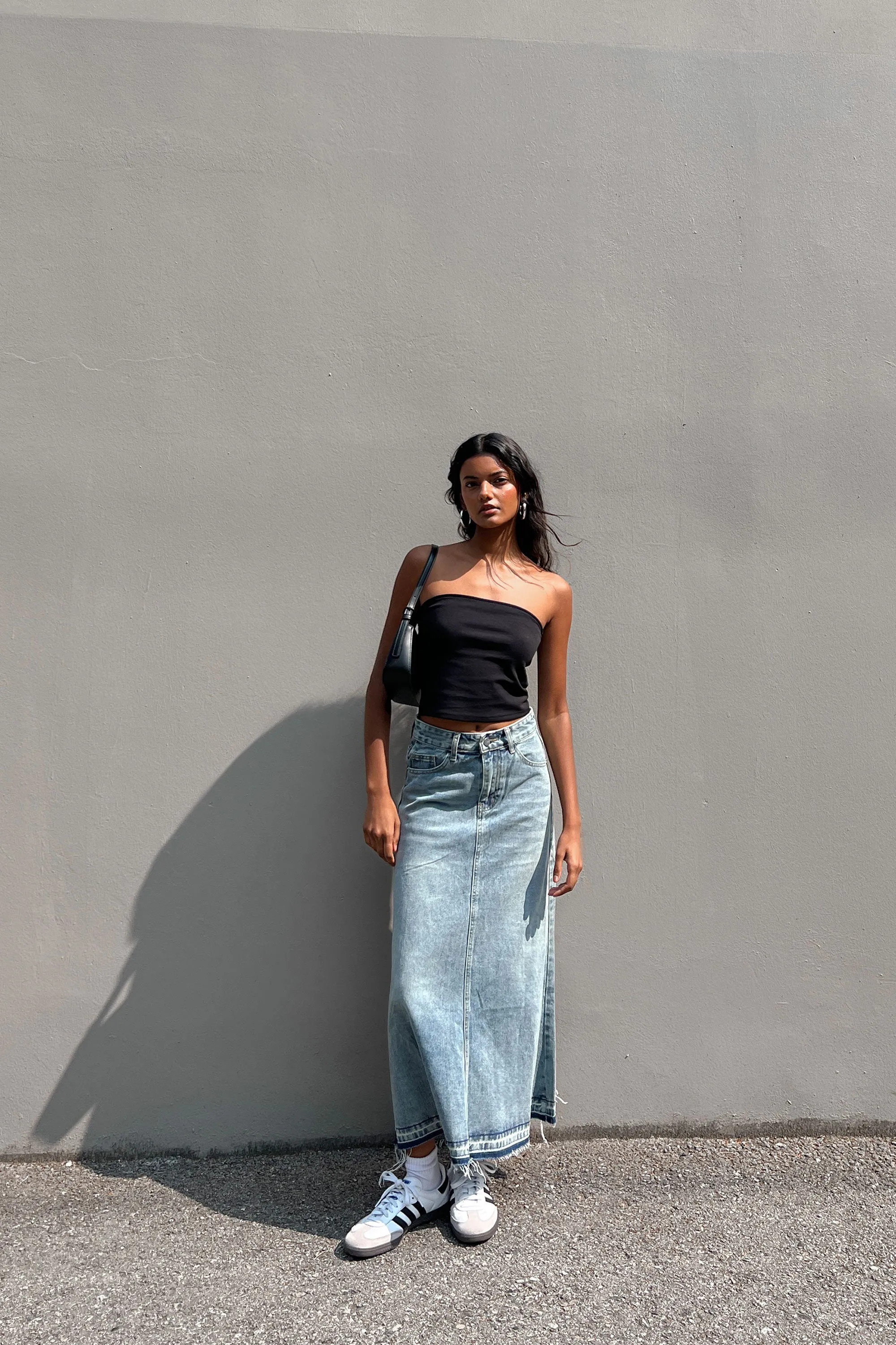MIDI JEAN SKIRT sold by OAK AND FORT