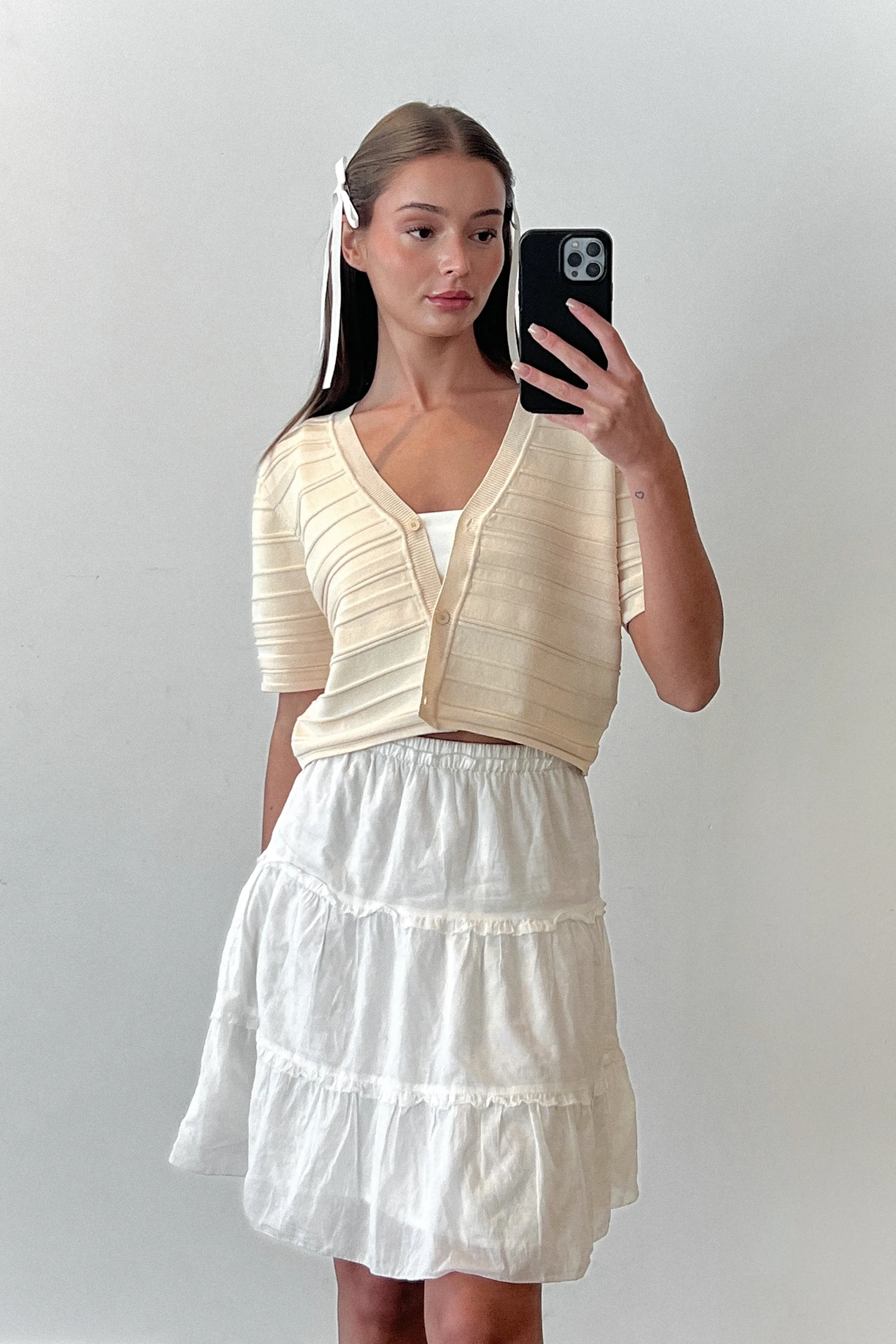 CROPPED SHORT SLEEVE CARDIGAN sold by OAK AND FORT product image thumbnail 2