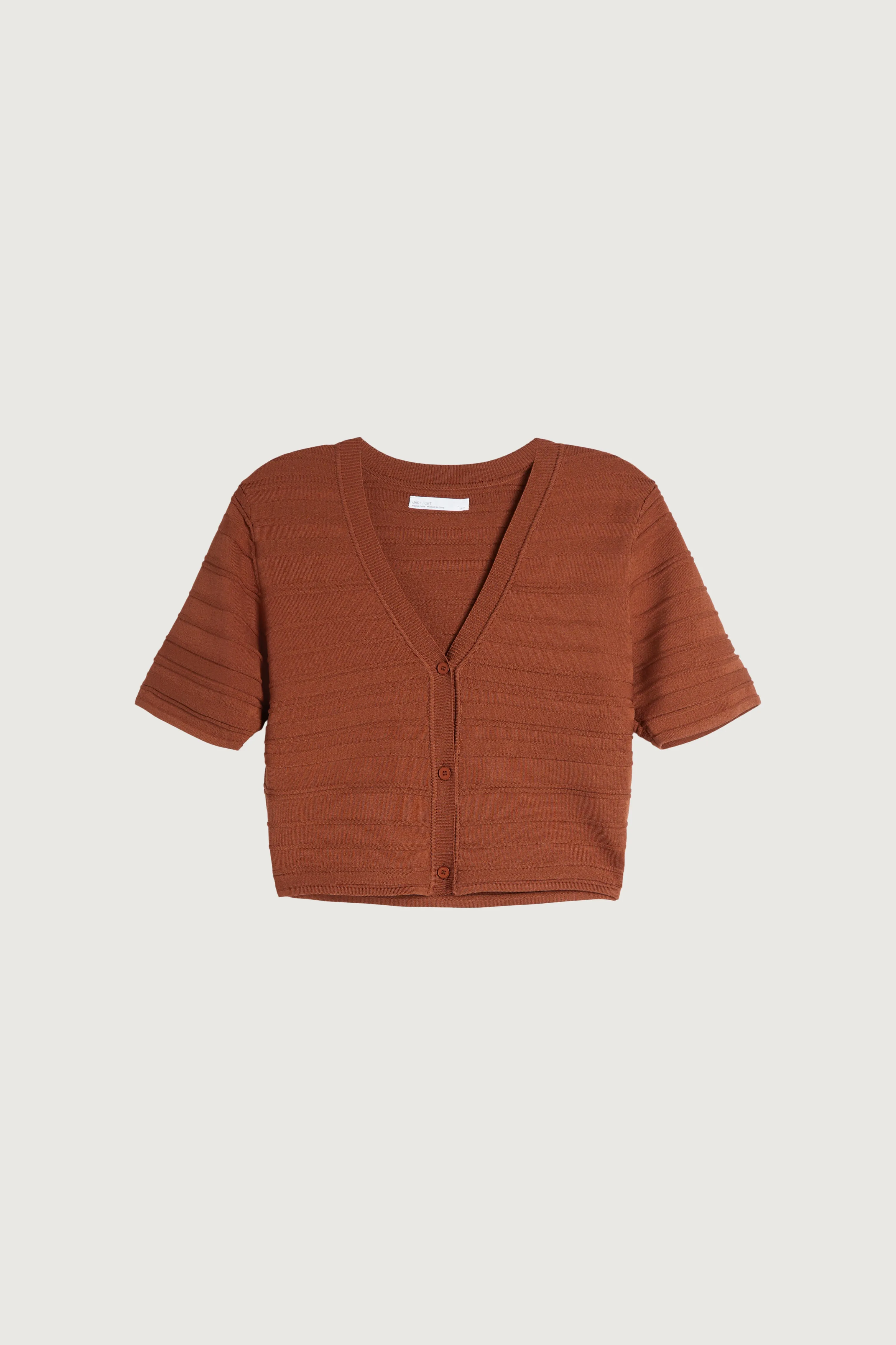 CROPPED SHORT SLEEVE CARDIGAN sold by OAK AND FORT product image thumbnail 4