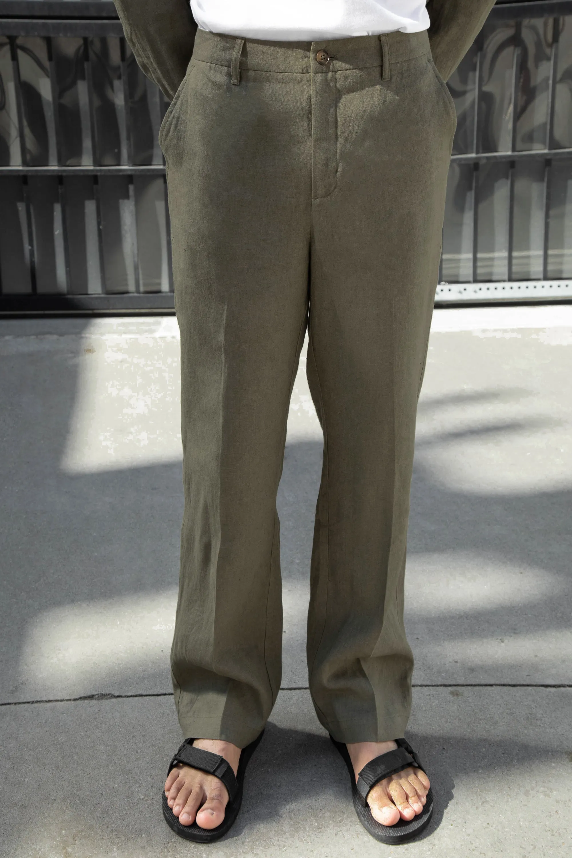 100% LINEN STRAIGHT LEG PANT sold by OAK AND FORT
