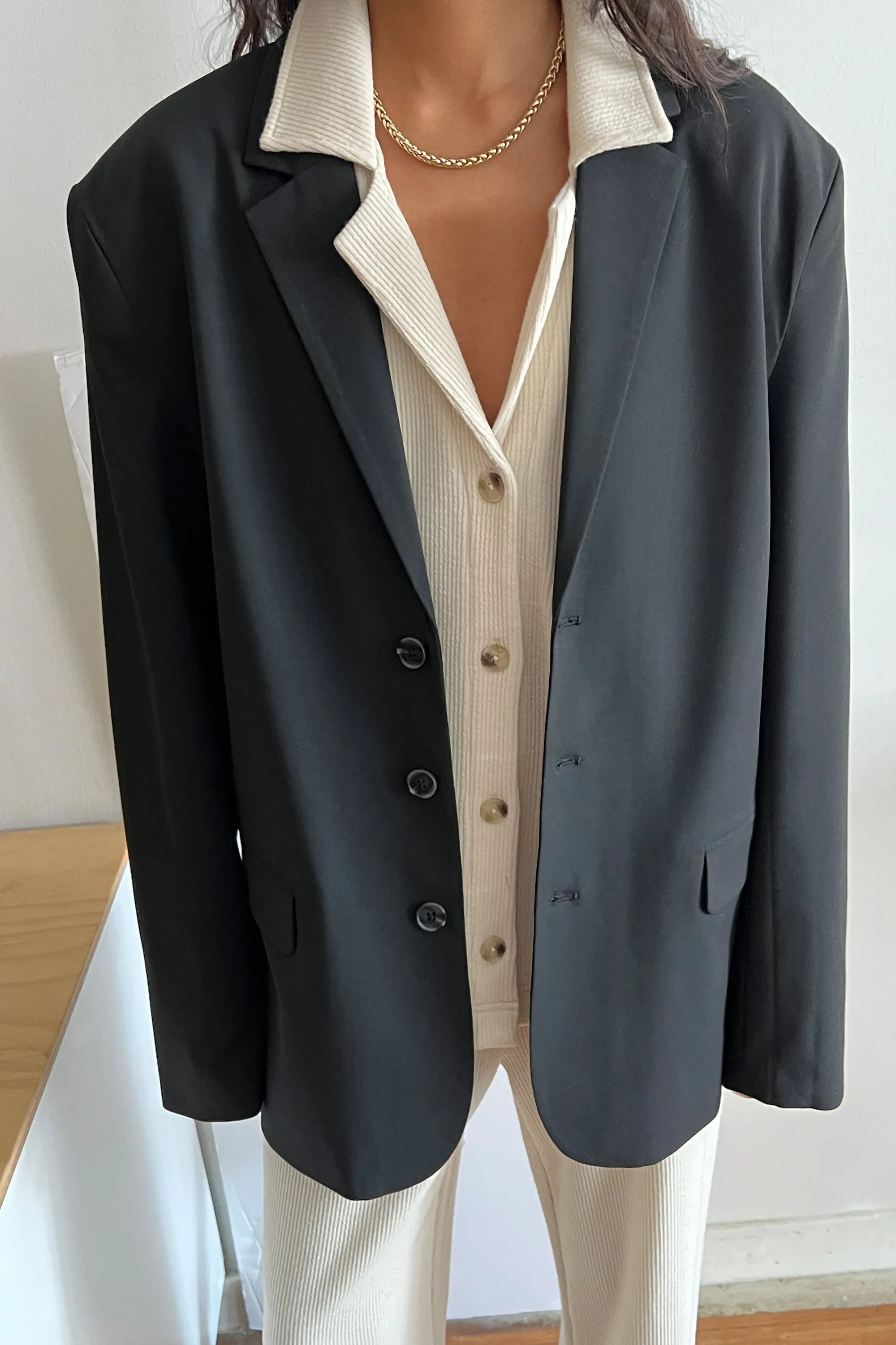 RIB-KNIT BUTTON UP TOP sold by OAK AND FORT product image thumbnail 2