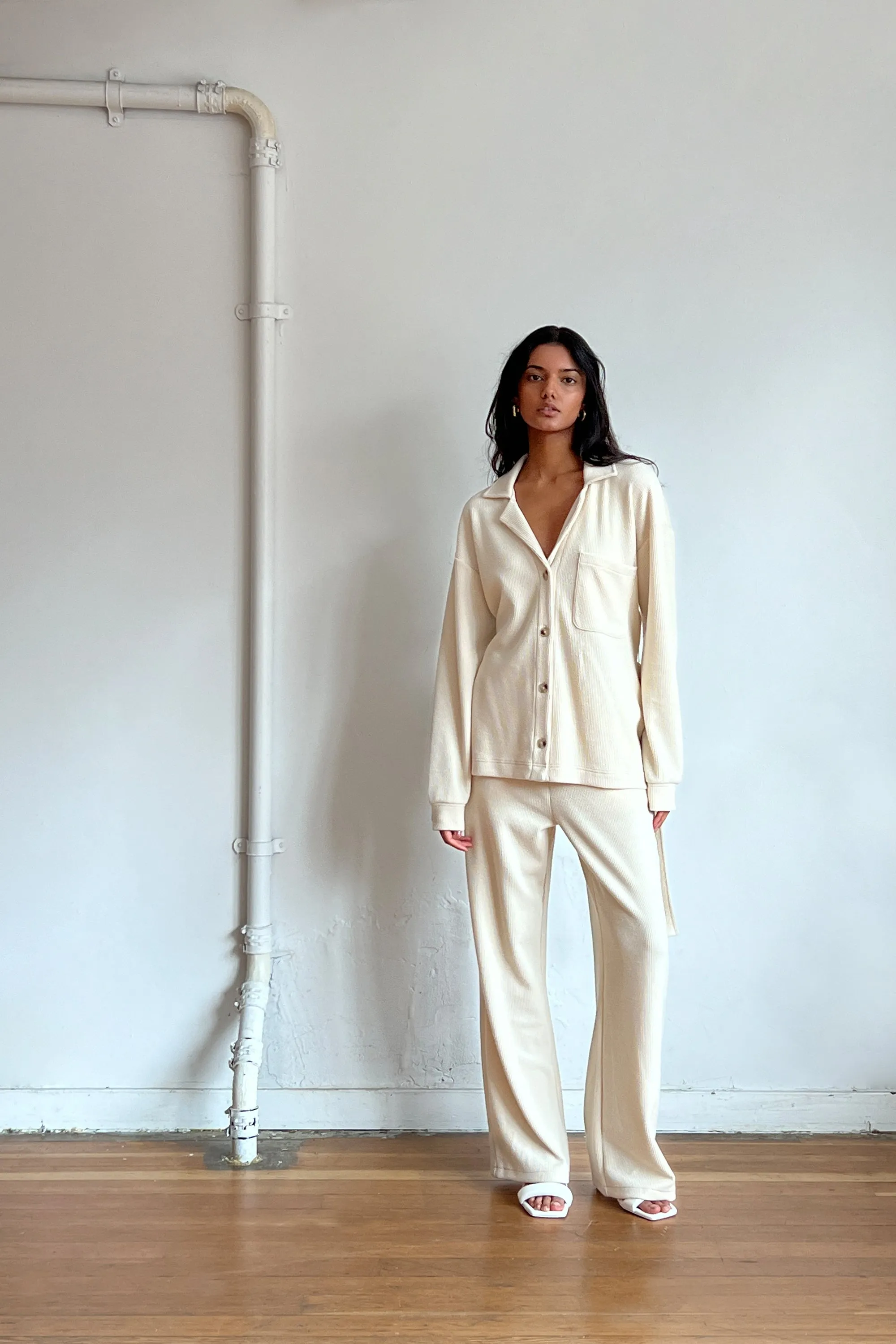 RIB-KNIT BUTTON UP TOP sold by OAK AND FORT