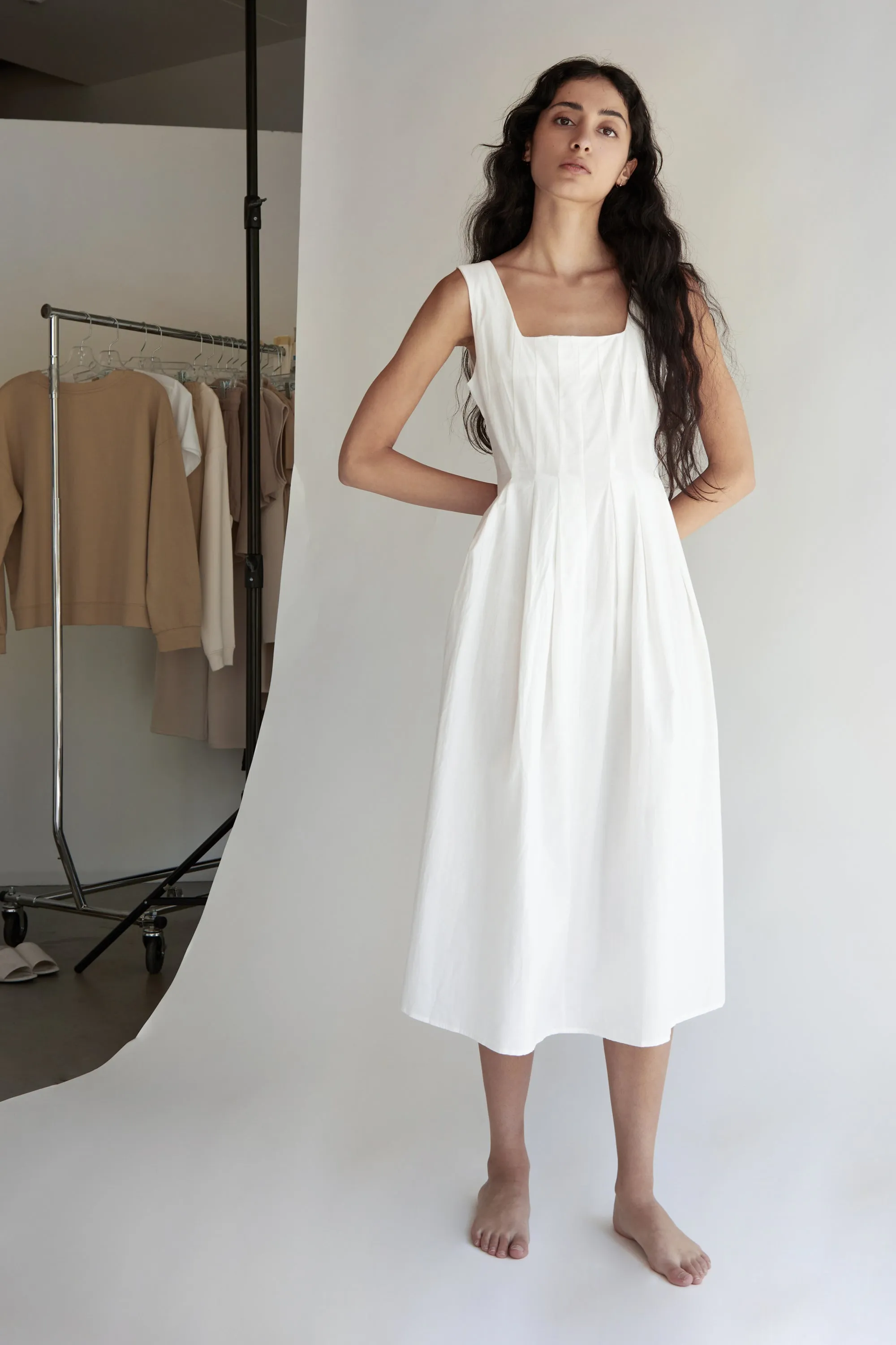 SQUARE NECK PLEATED DRESS sold by OAK AND FORT product image thumbnail 2