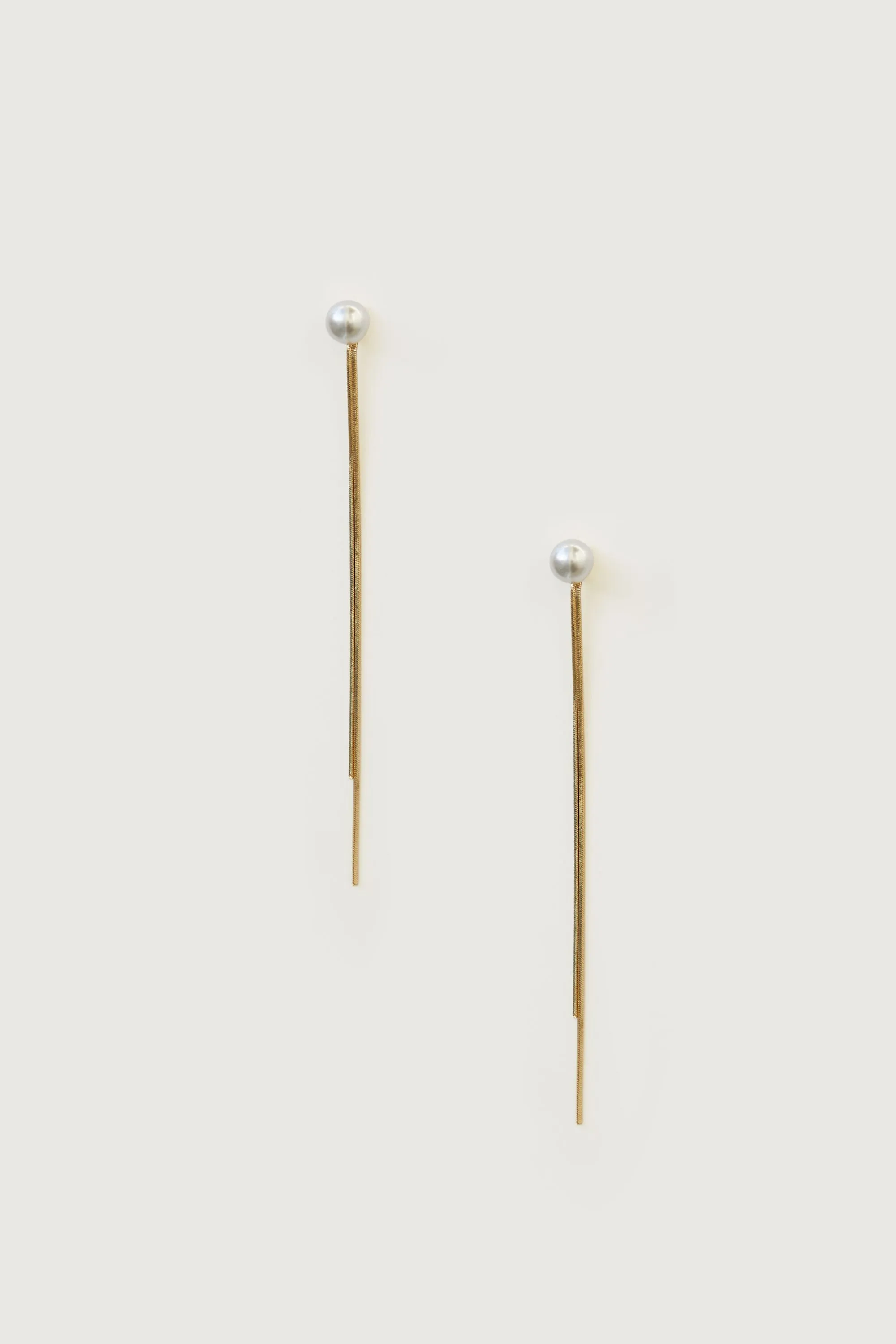 PEARL STUD WITH TWO CHAINS sold by OAK AND FORT product image thumbnail 5