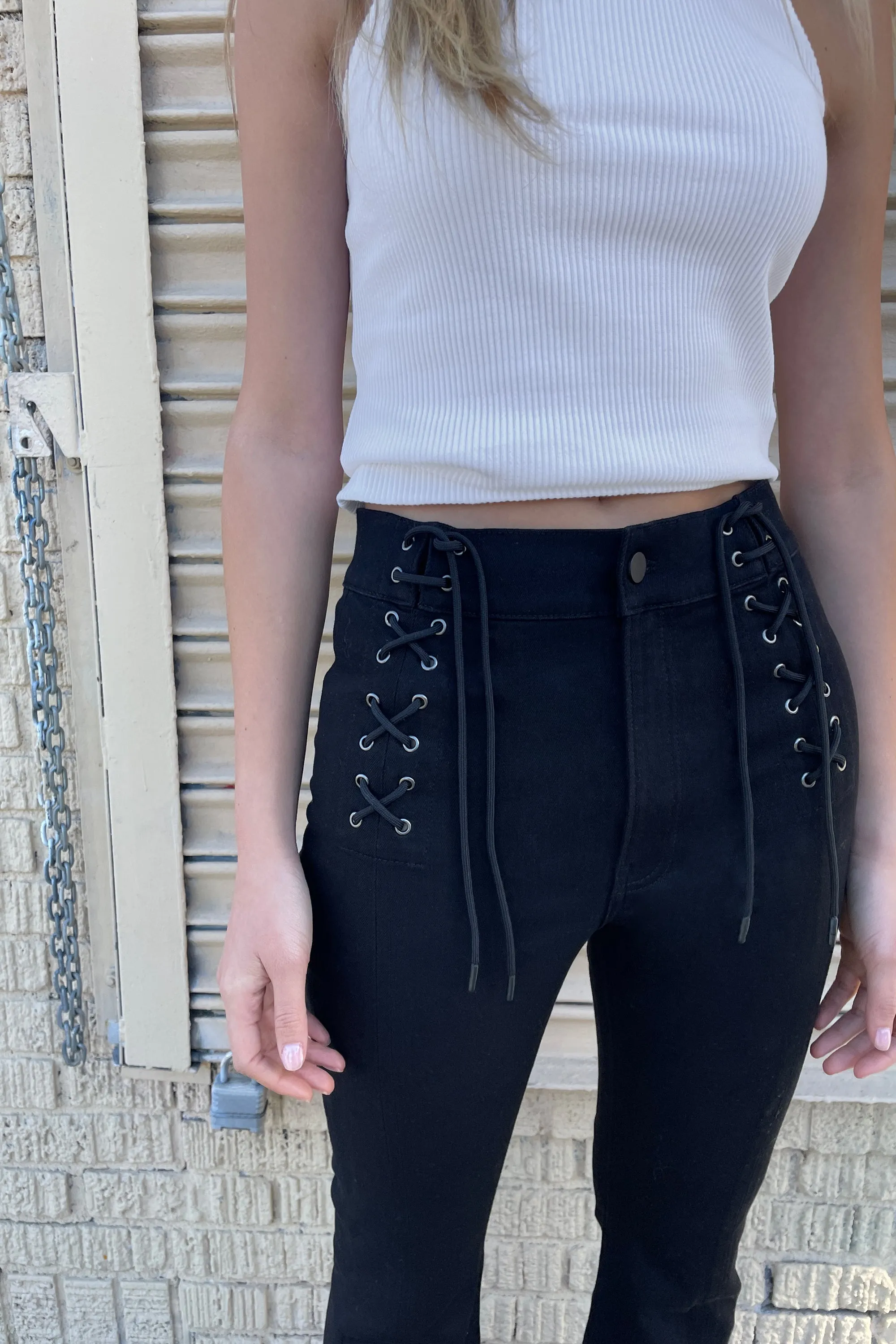 FLARE JEAN WITH LACE-UP WAIST sold by OAK AND FORT product image thumbnail 2