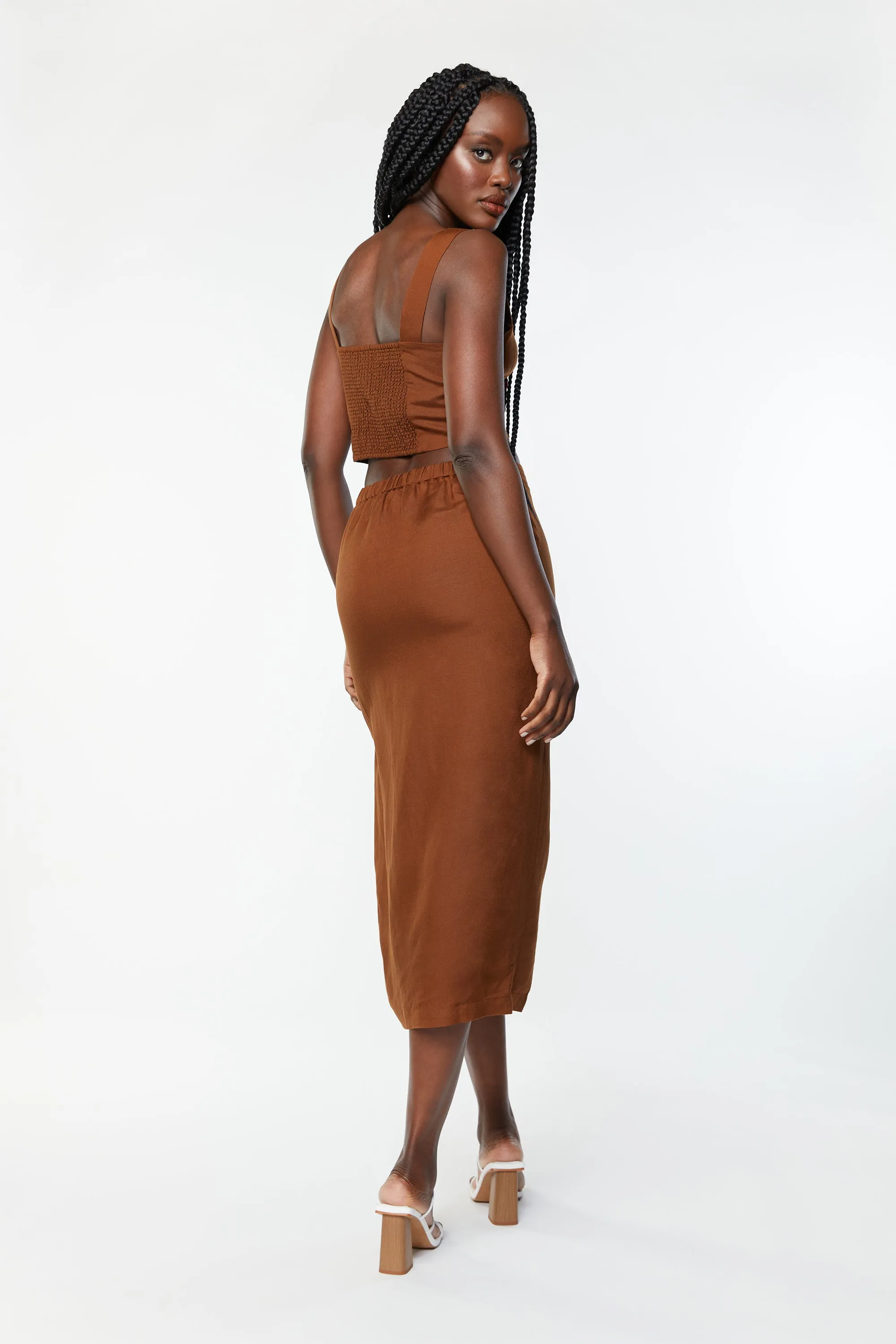 BUTTON UP MIDI SKIRT sold by OAK AND FORT product image thumbnail 4