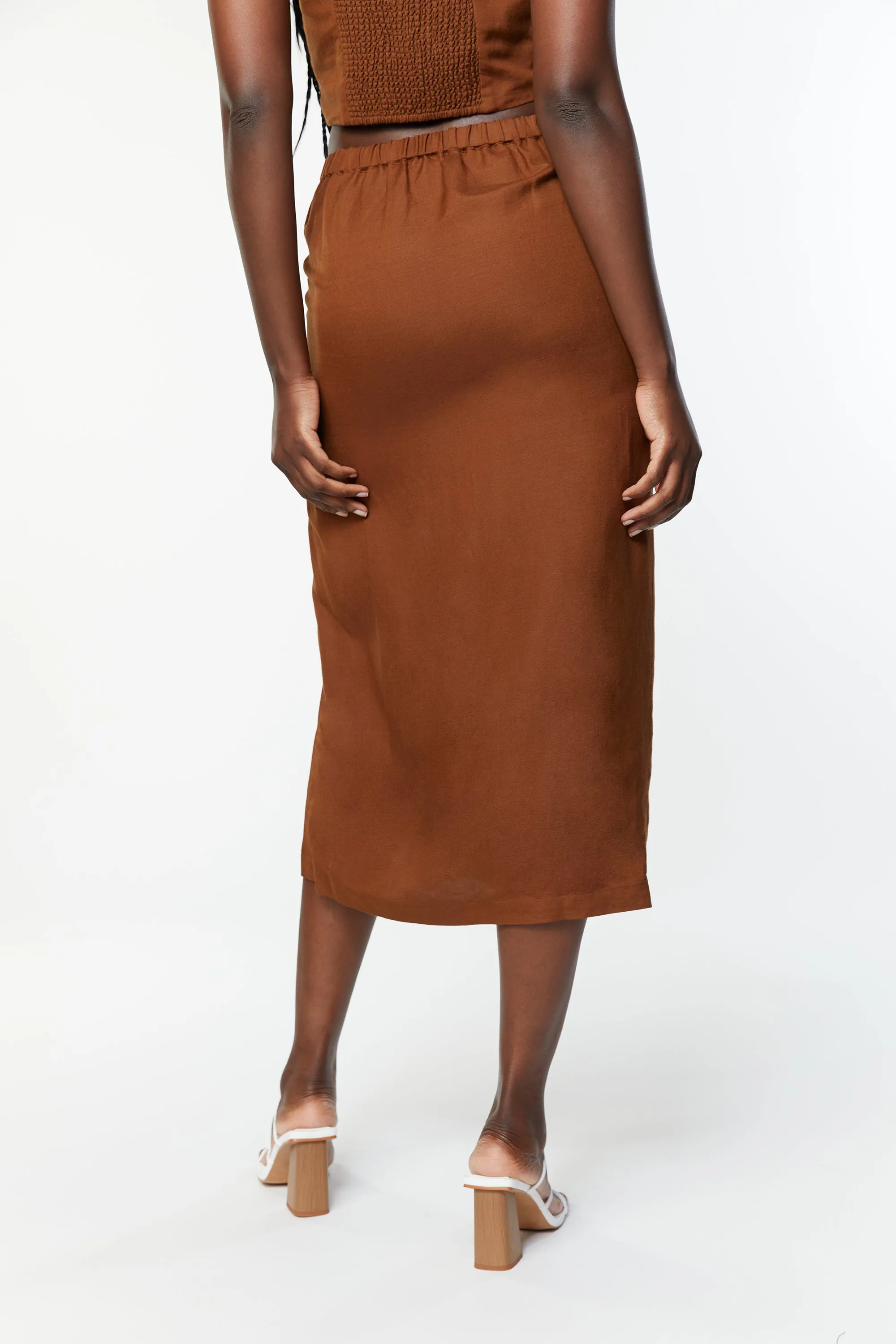 BUTTON UP MIDI SKIRT sold by OAK AND FORT product image thumbnail 5