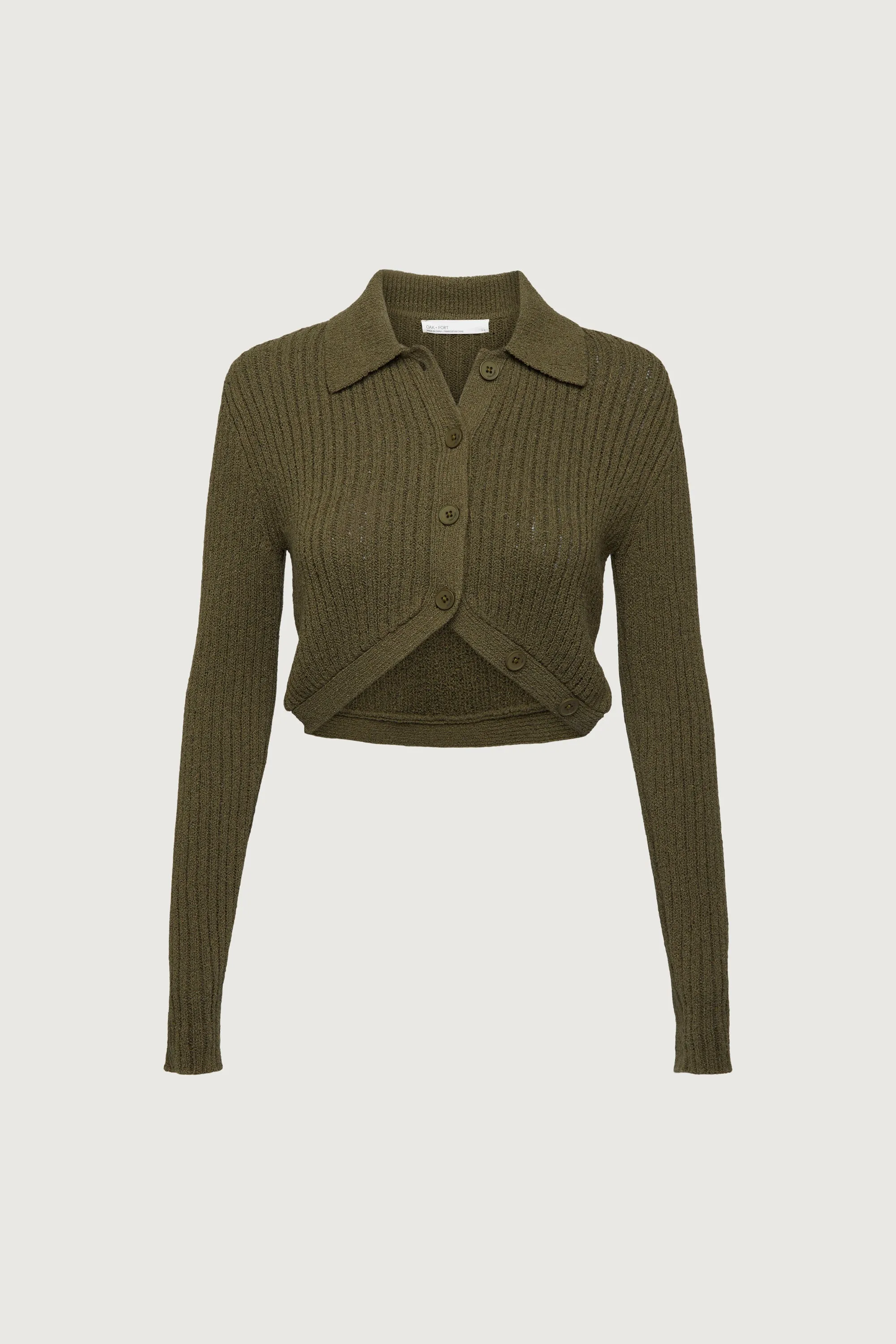 CROPPED BUTTON FRONT CARDIGAN sold by OAK AND FORT product image thumbnail 3