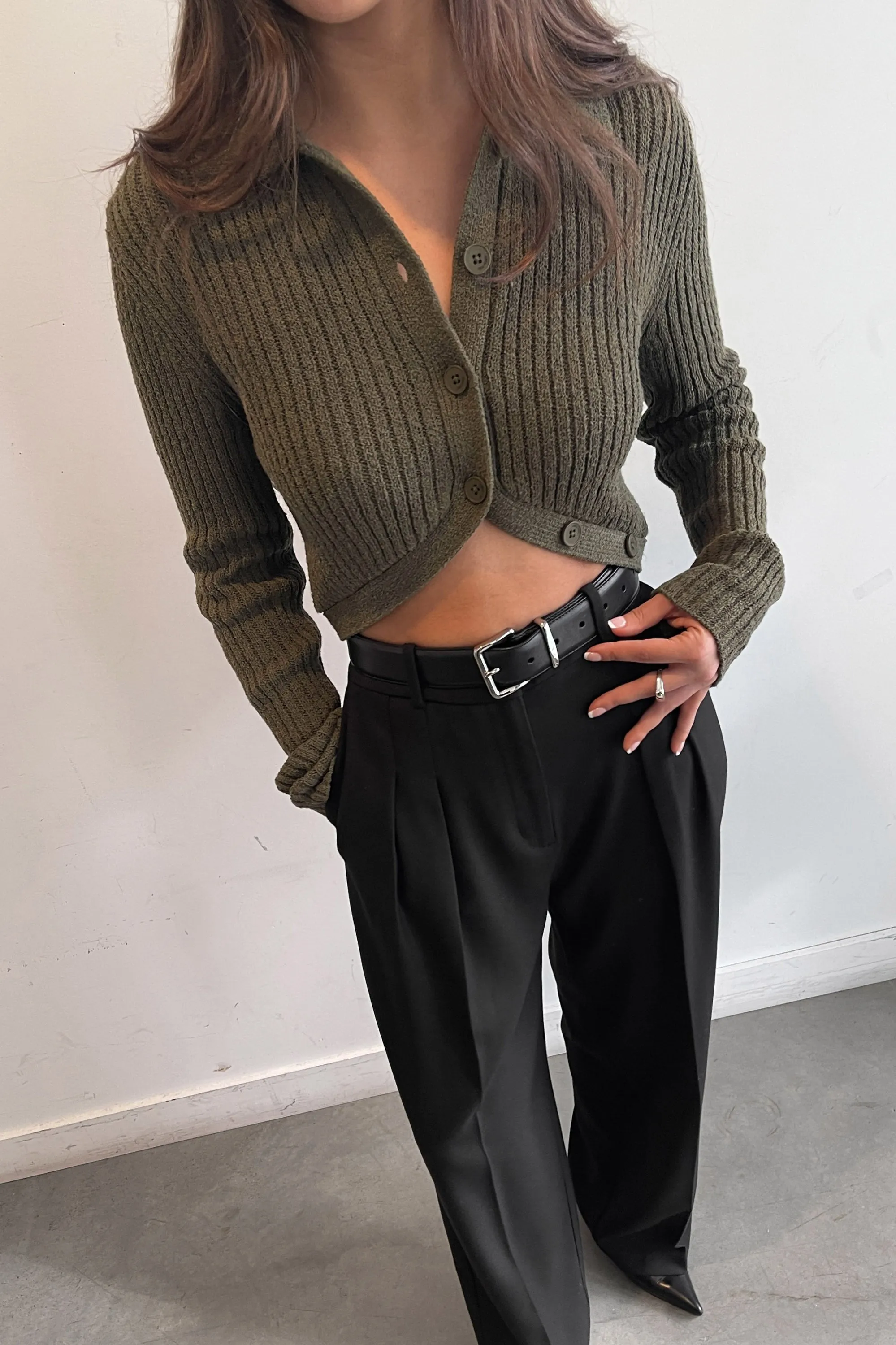 CROPPED BUTTON FRONT CARDIGAN sold by OAK AND FORT