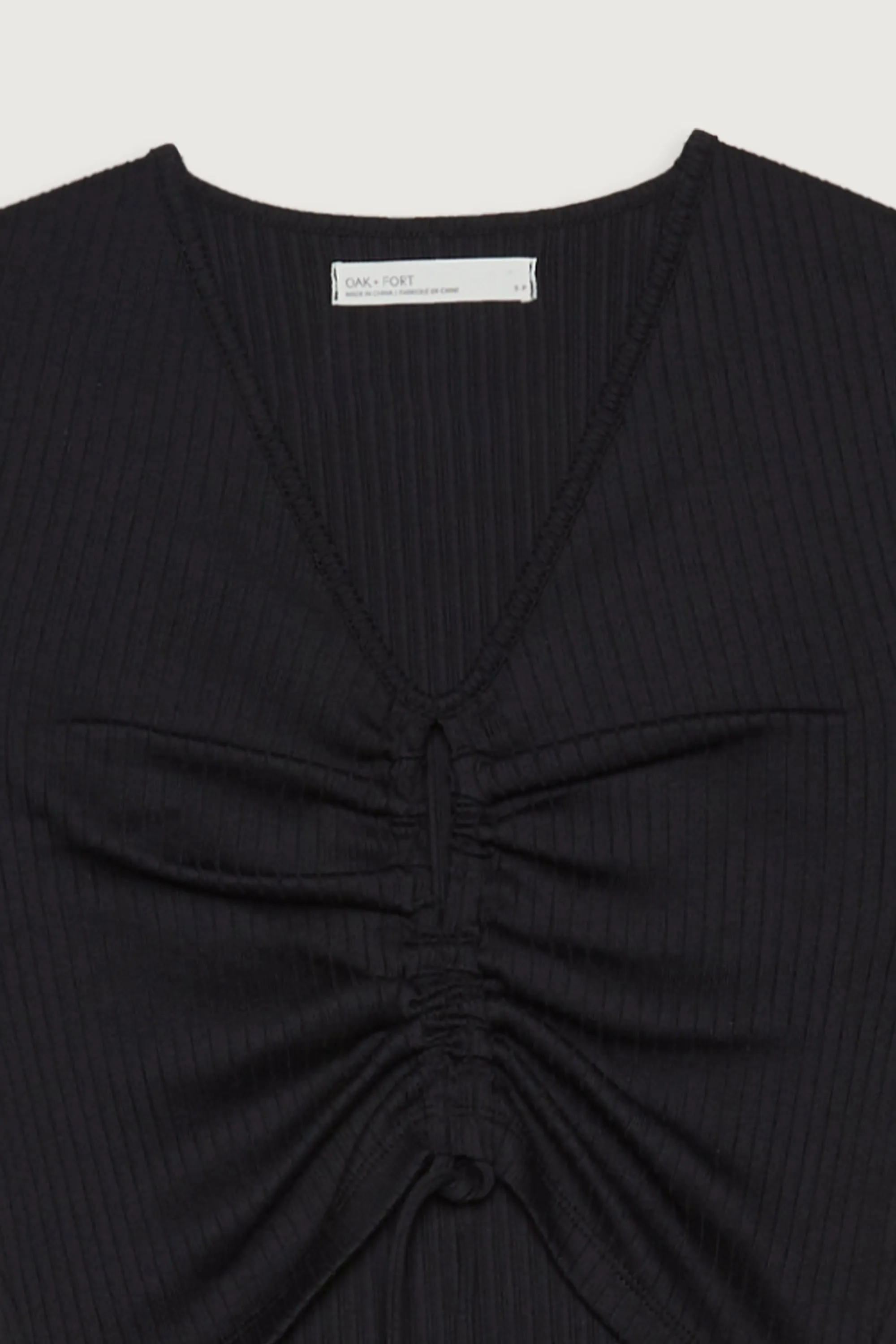 CROPPED LONG SLEEVE TOP WITH CUTOUT DRAWSTRING DETAIL sold by OAK AND FORT product image thumbnail 5