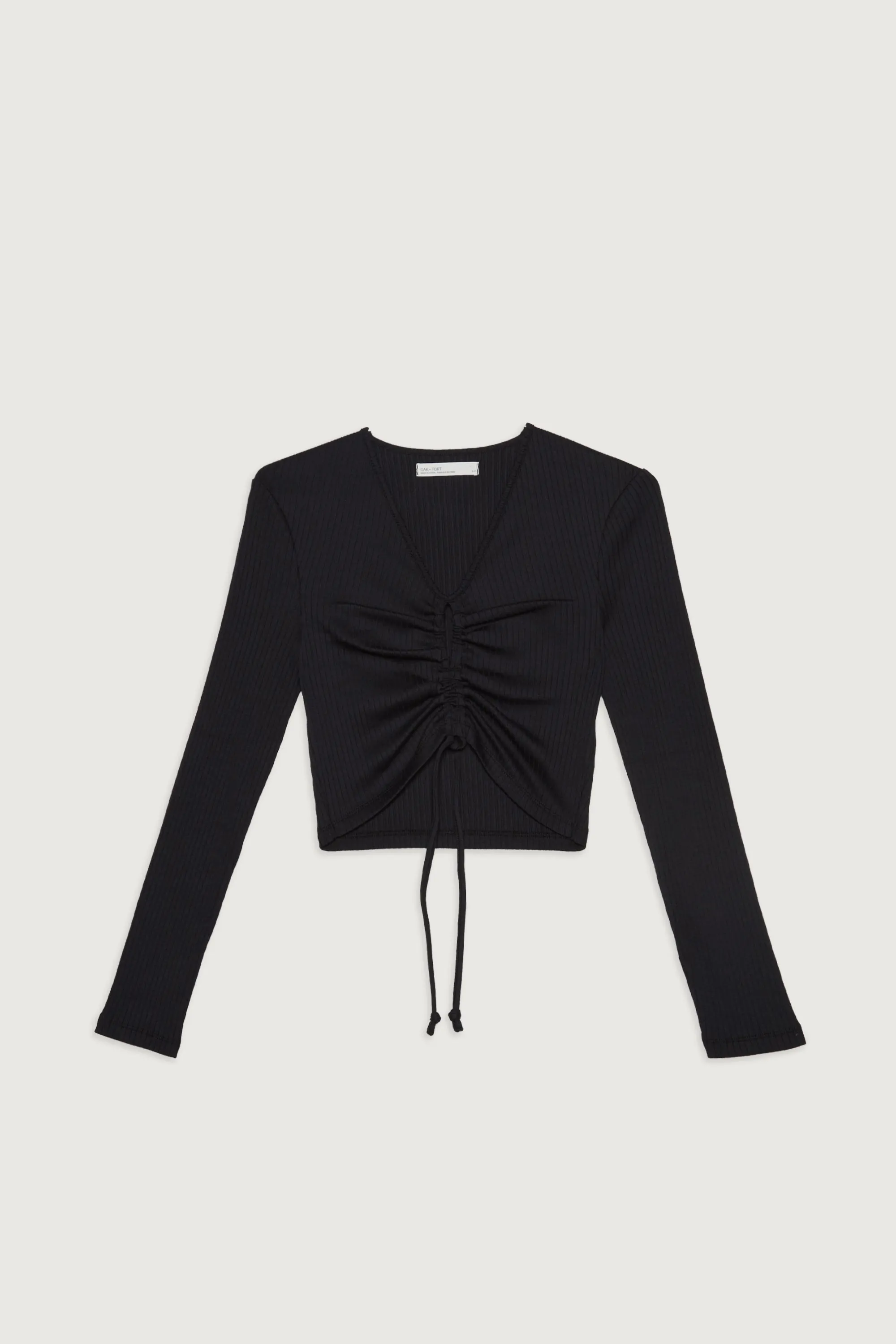 CROPPED LONG SLEEVE TOP WITH CUTOUT DRAWSTRING DETAIL sold by OAK AND FORT product image thumbnail 4