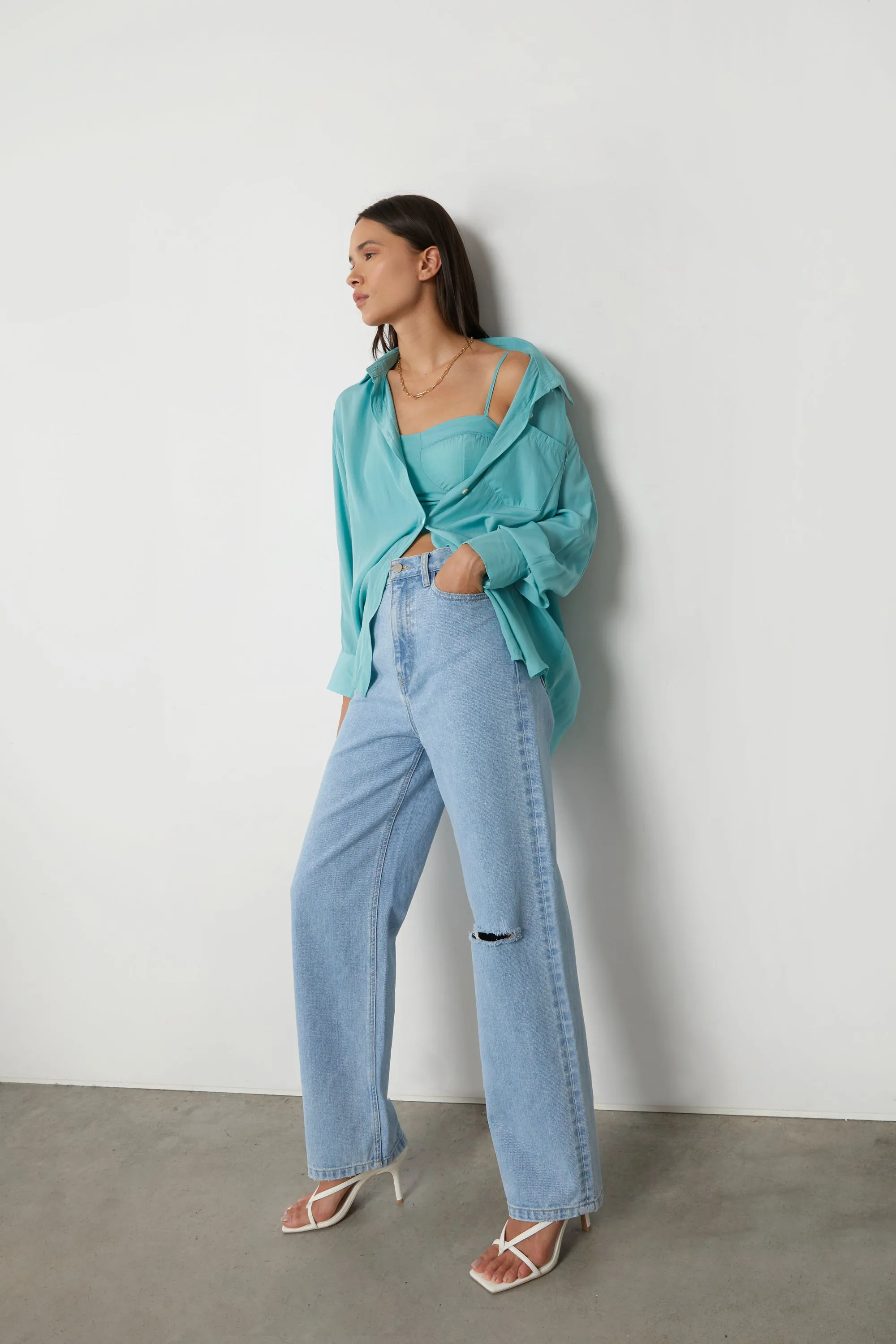 BUSTIER TANK AND OVERSIZED SHIRT SET sold by OAK AND FORT product image thumbnail 4