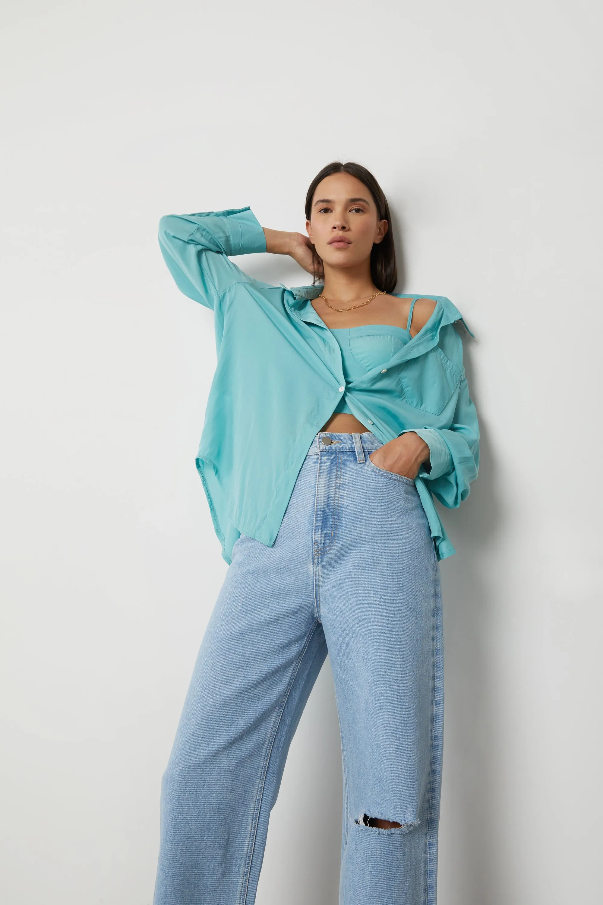 BUSTIER TANK AND OVERSIZED SHIRT SET sold by OAK AND FORT product image thumbnail 2