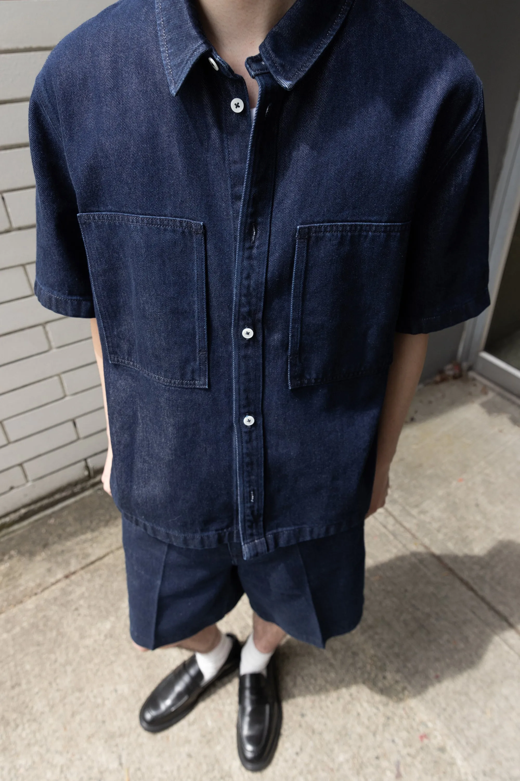 OVERSIZED SHORT SLEEVE DENIM SHIRT sold by OAK AND FORT product image thumbnail 3