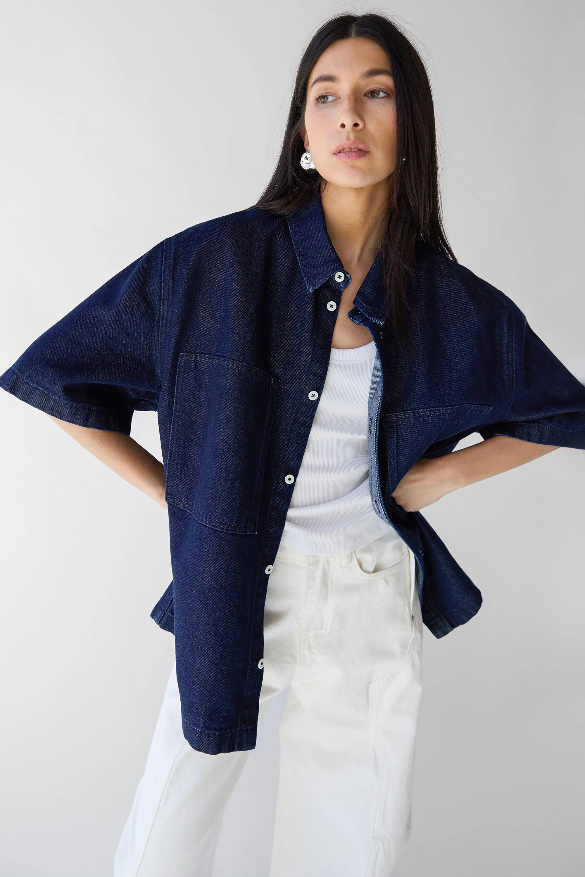 OVERSIZED SHORT SLEEVE DENIM SHIRT sold by OAK AND FORT product image thumbnail 5