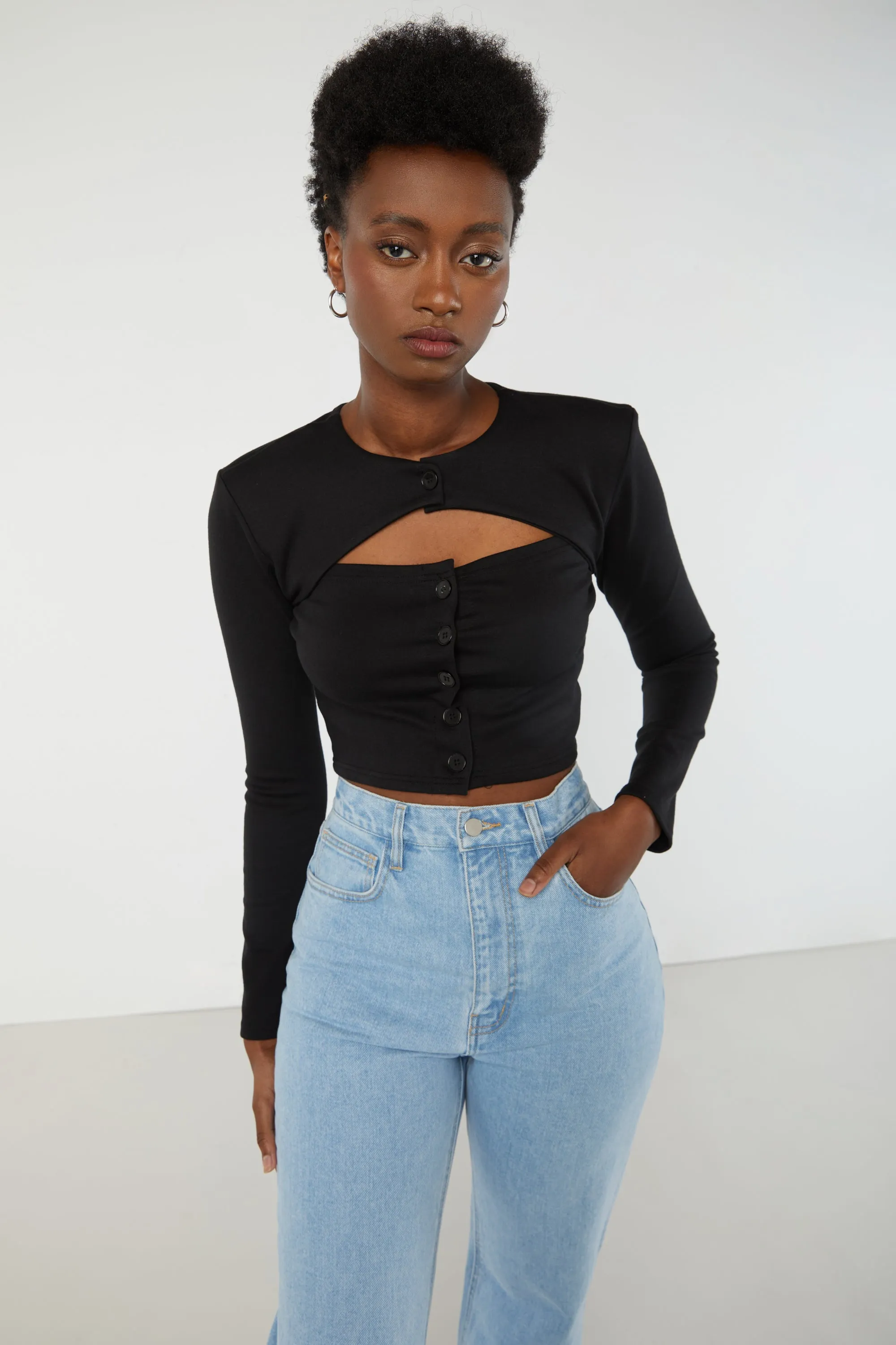 BUTTON UP CUT OUT TOP sold by OAK AND FORT